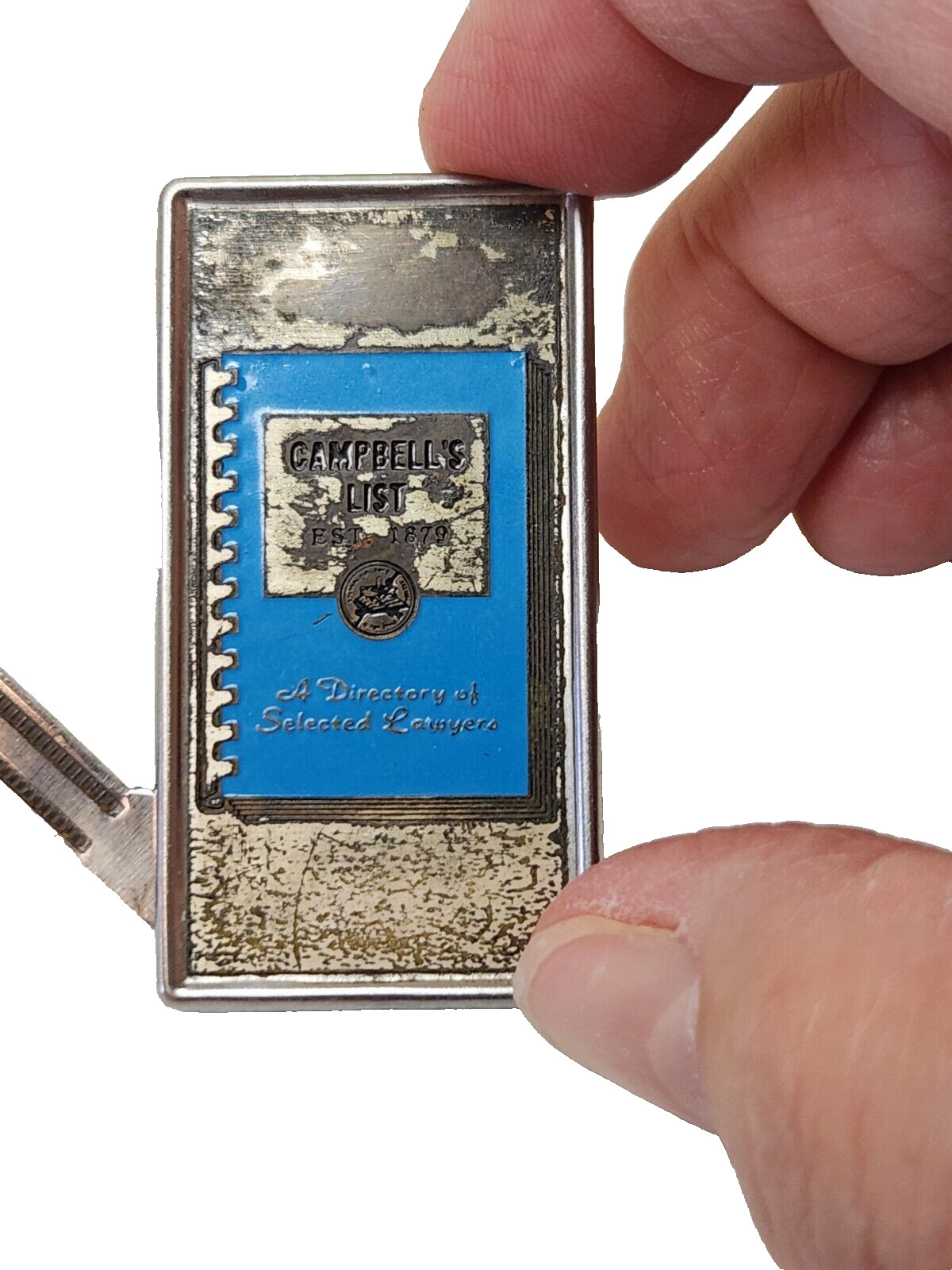 Vintage CAMPBELL’S LIST Directory of Selected Lawyers MONEY CLIP File Knife TOOL