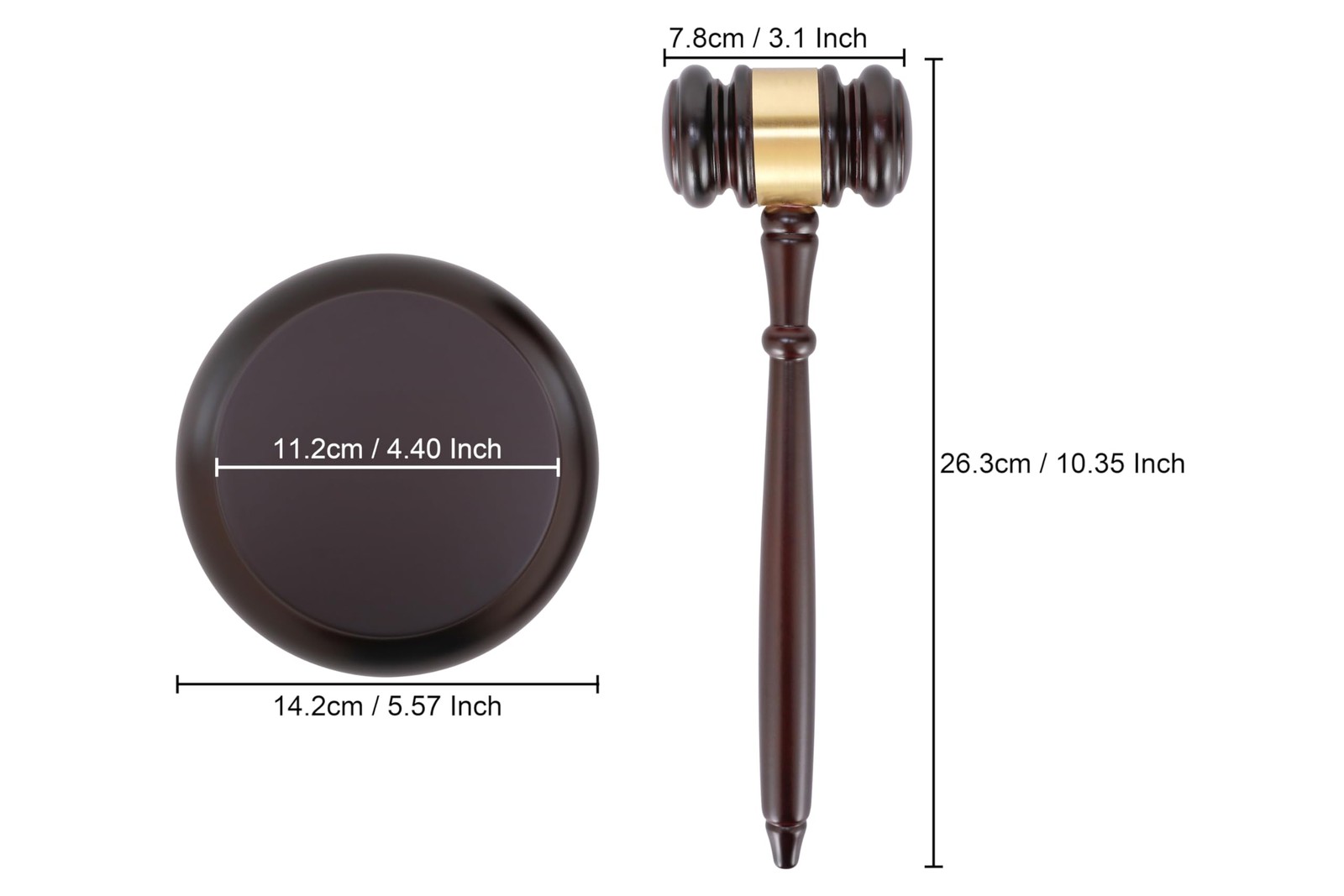 Apexstone Wooden Gavel And Block Set, Wooden Gavel And Sound Block Set