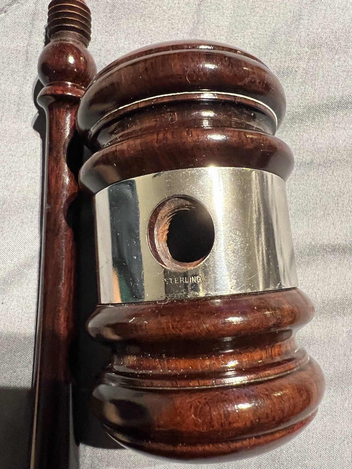 vintage sterling wooden gavel (marked 1952 and 1953 And Other Markings….)