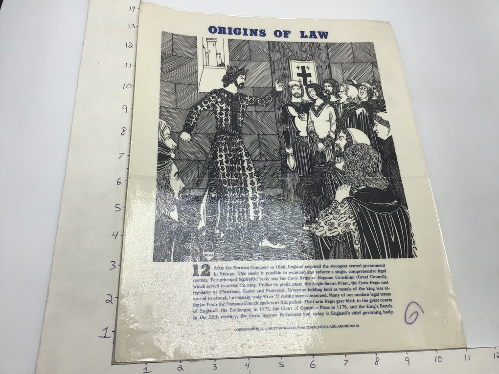 Original 1974 ORIGINS OF LAW Poster – CURIA REGIS – J Weston Walch