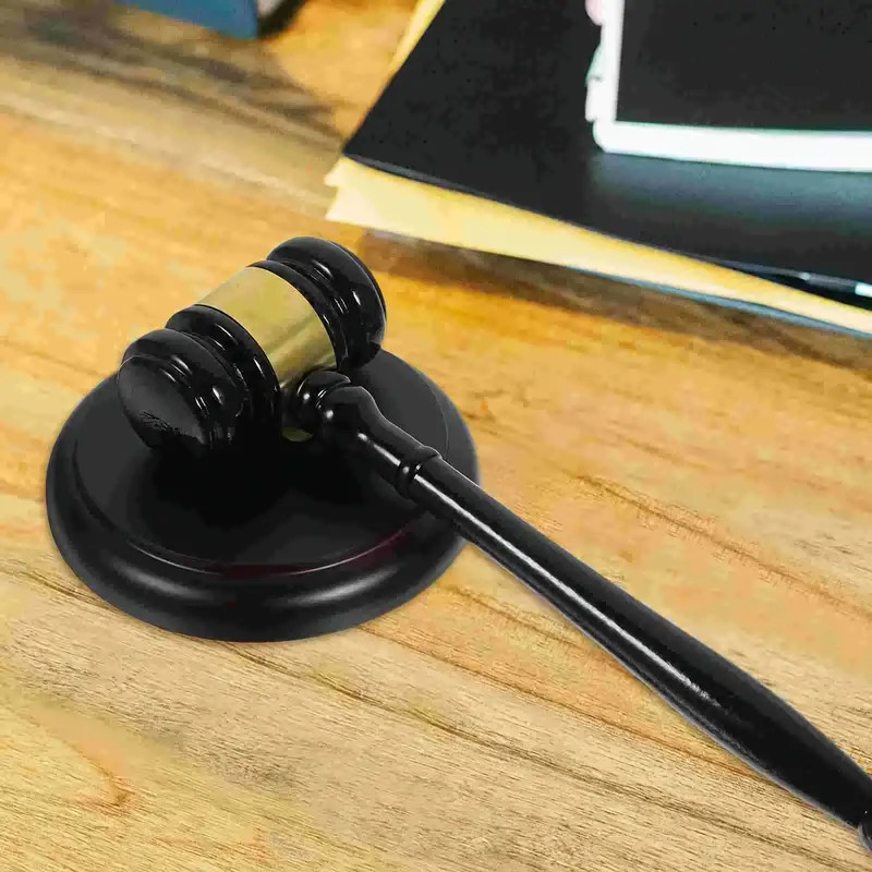 Wooden Gavel Hammer and Sound Block Set Mallet for Lawyer Judge Auction Sale