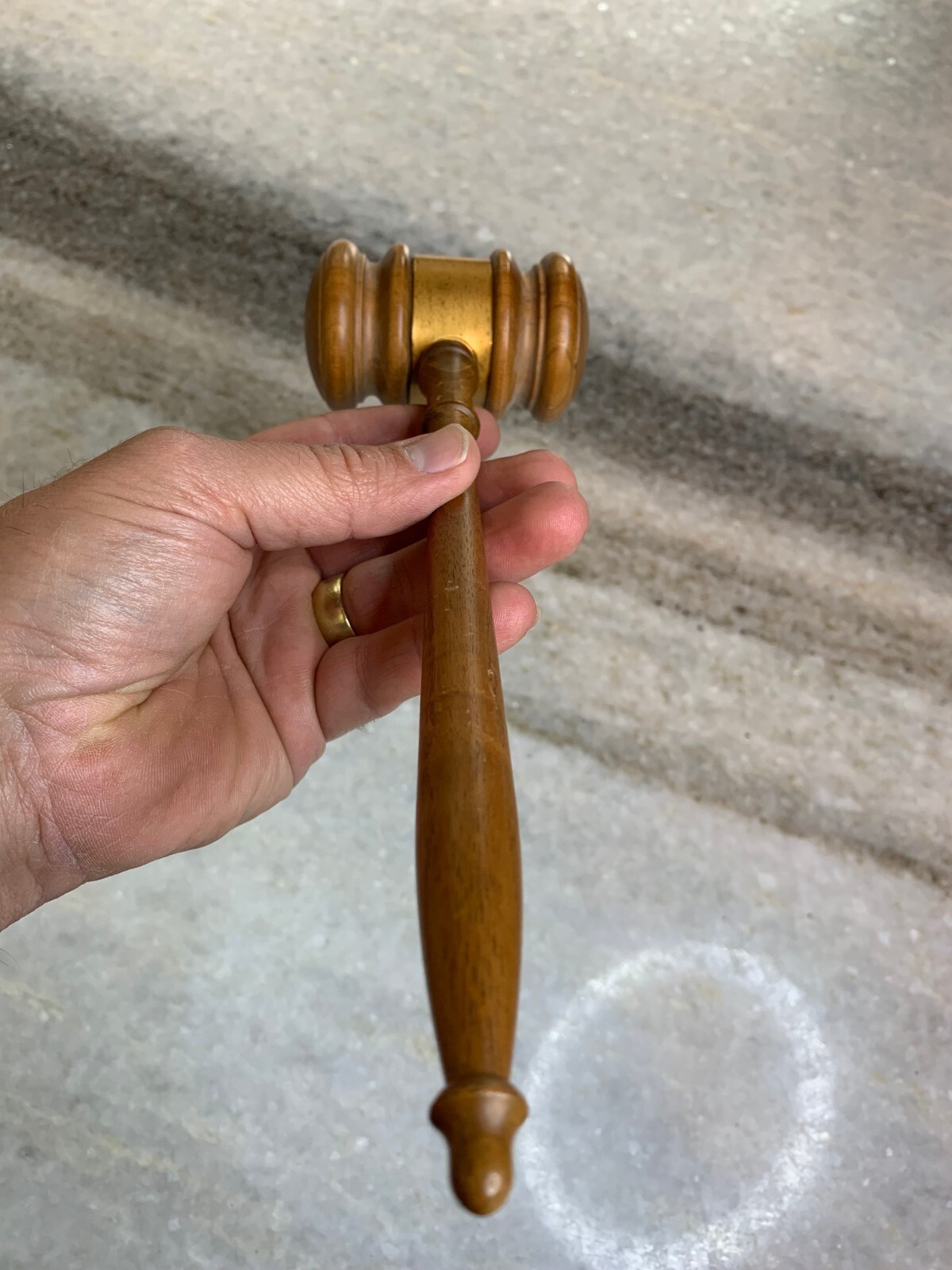 Vintage Hardwood/Wood/Wooden/Copper Ornate/Fine Judge/Lawyer/President GAVEL