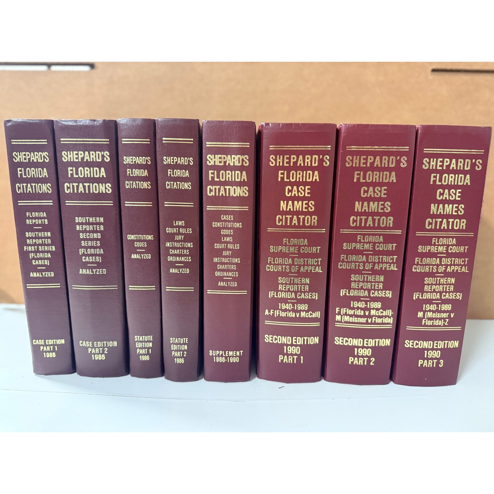Shepard’s Florida Citations & Case Names Set 1986–1990 Law Books