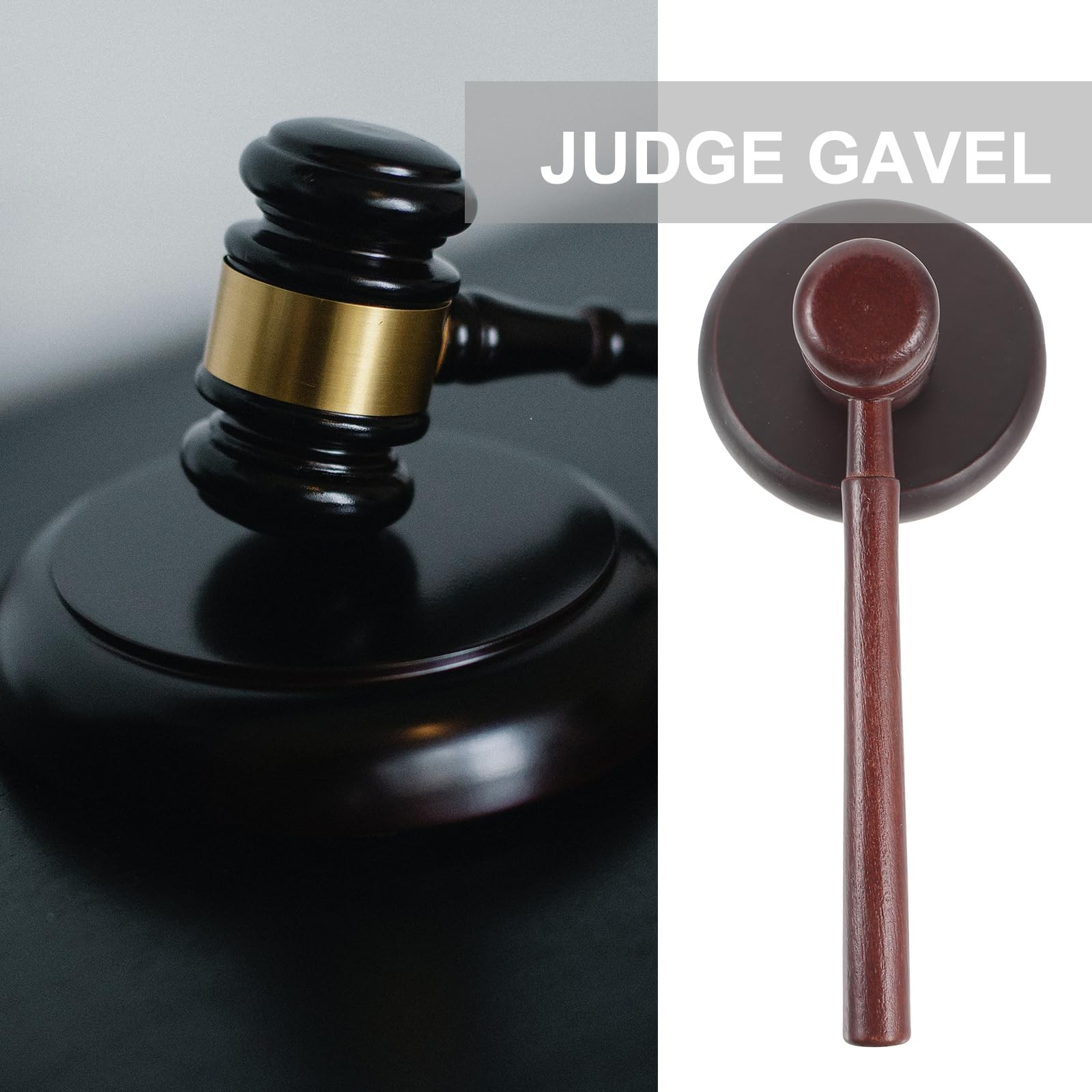 1 Set Judge Hammer Gavel Sound Block Costume Accessories Law and Auction Court