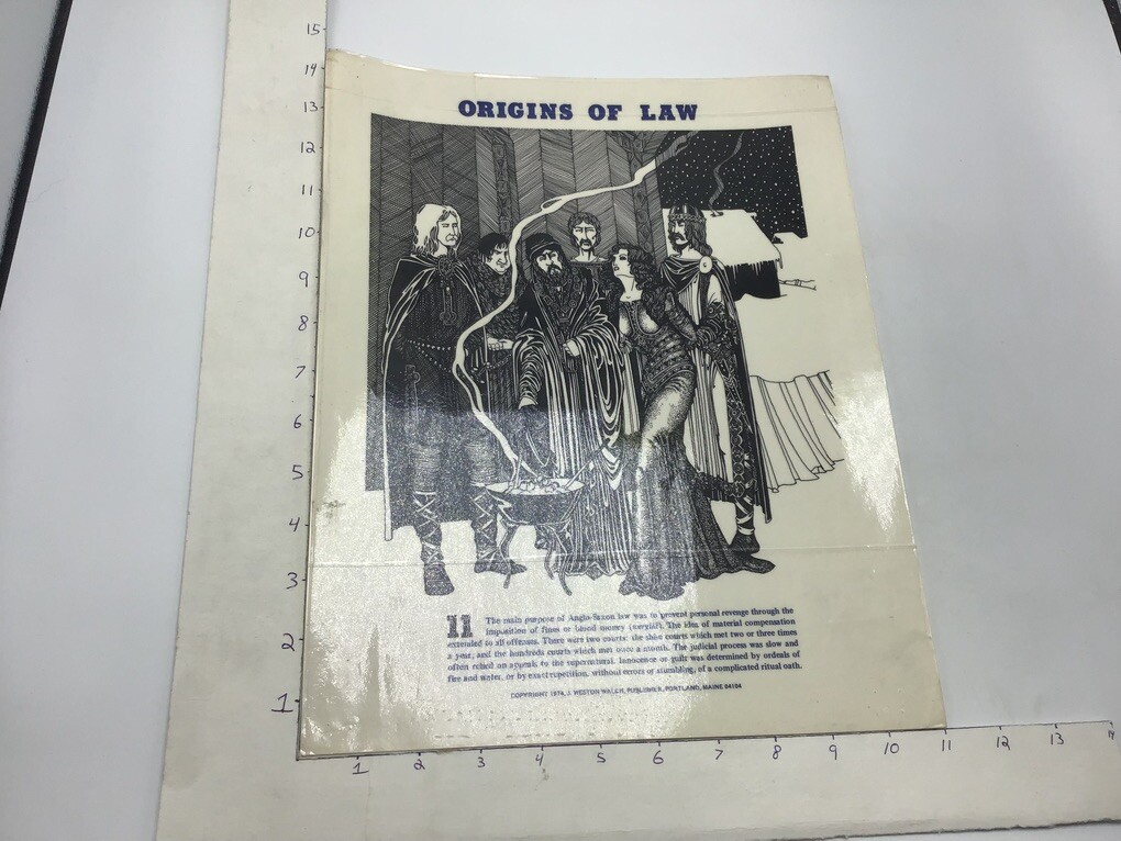 Original 1974 ORIGINS OF LAW Poster -anglo saxon- BLOOD MONEY – J Weston Walch