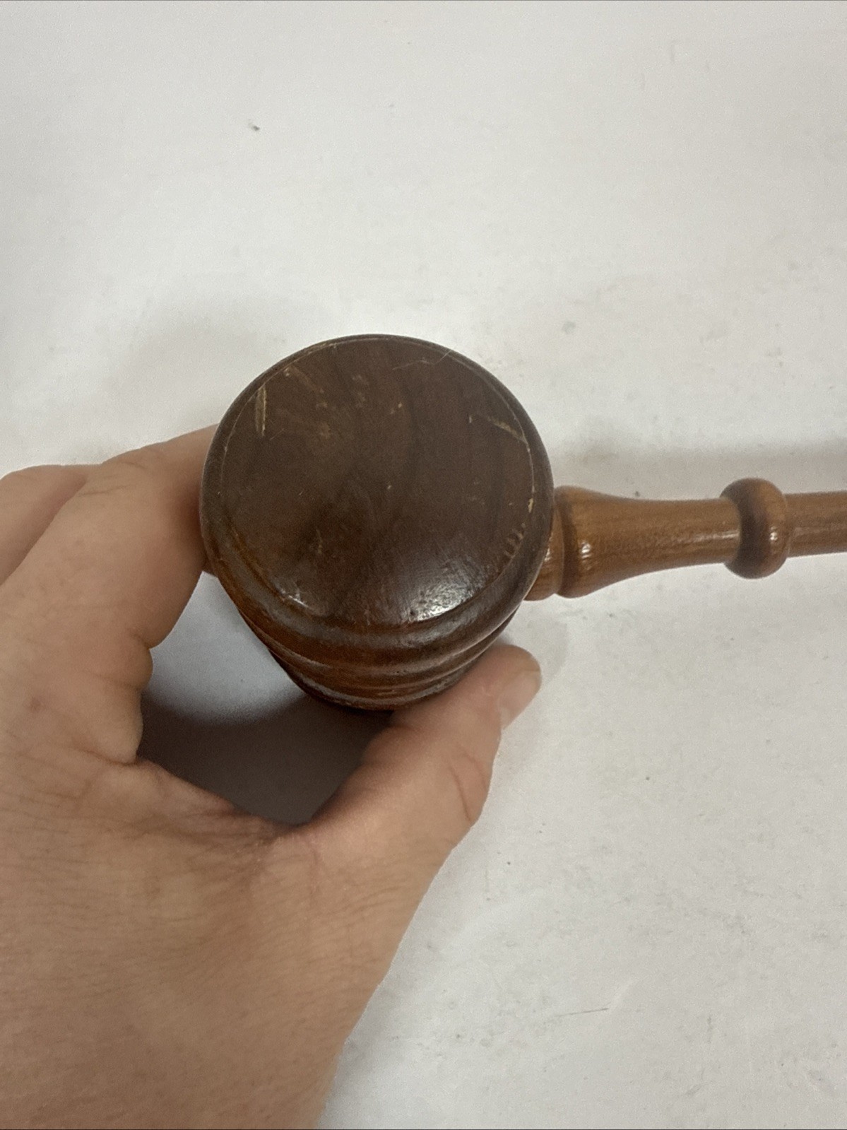 Vintage Wood Gavel 9 Inch Long Fraternal Judge Lawyer Auctioneer USA
