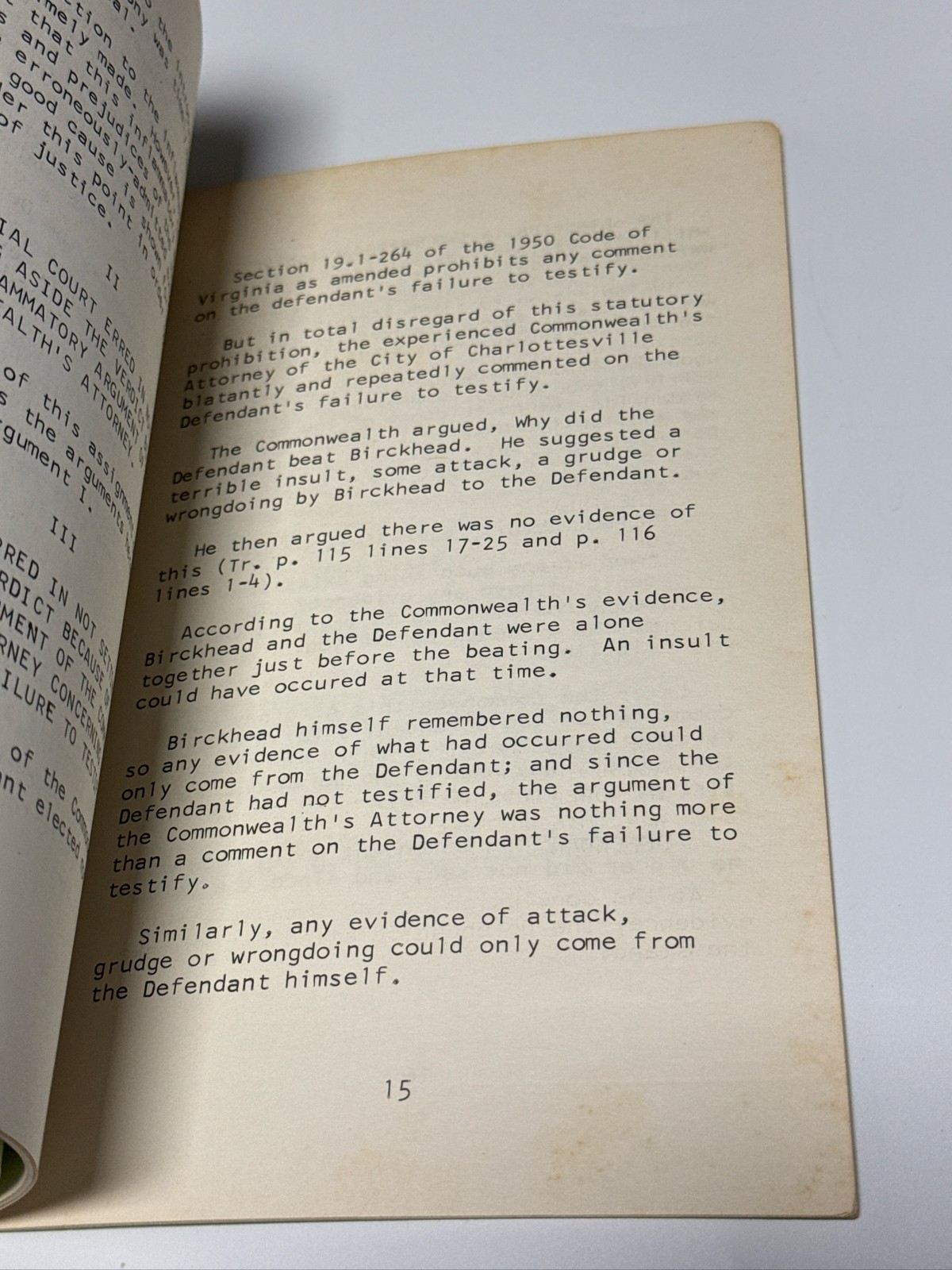 Virginia Supreme Court of Appeals Brief 1971 Ernest Shifflett Record 7782