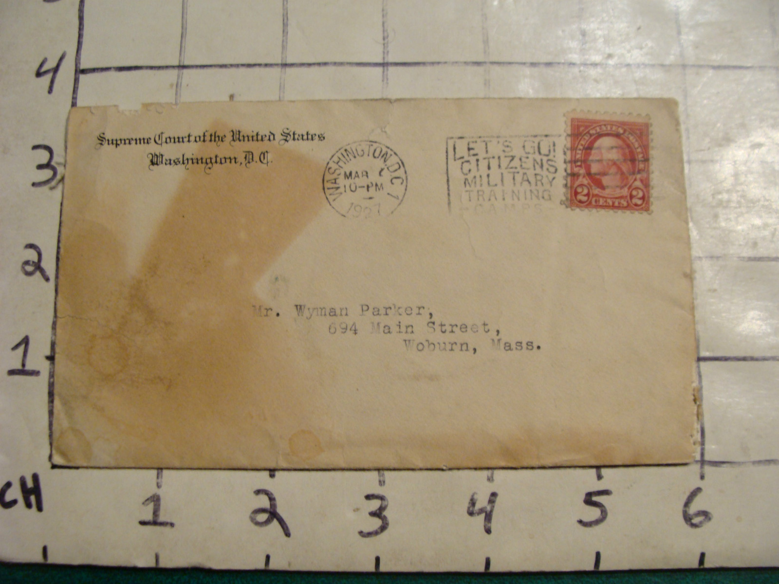 1927 envelope from the Supreme cout of the United States