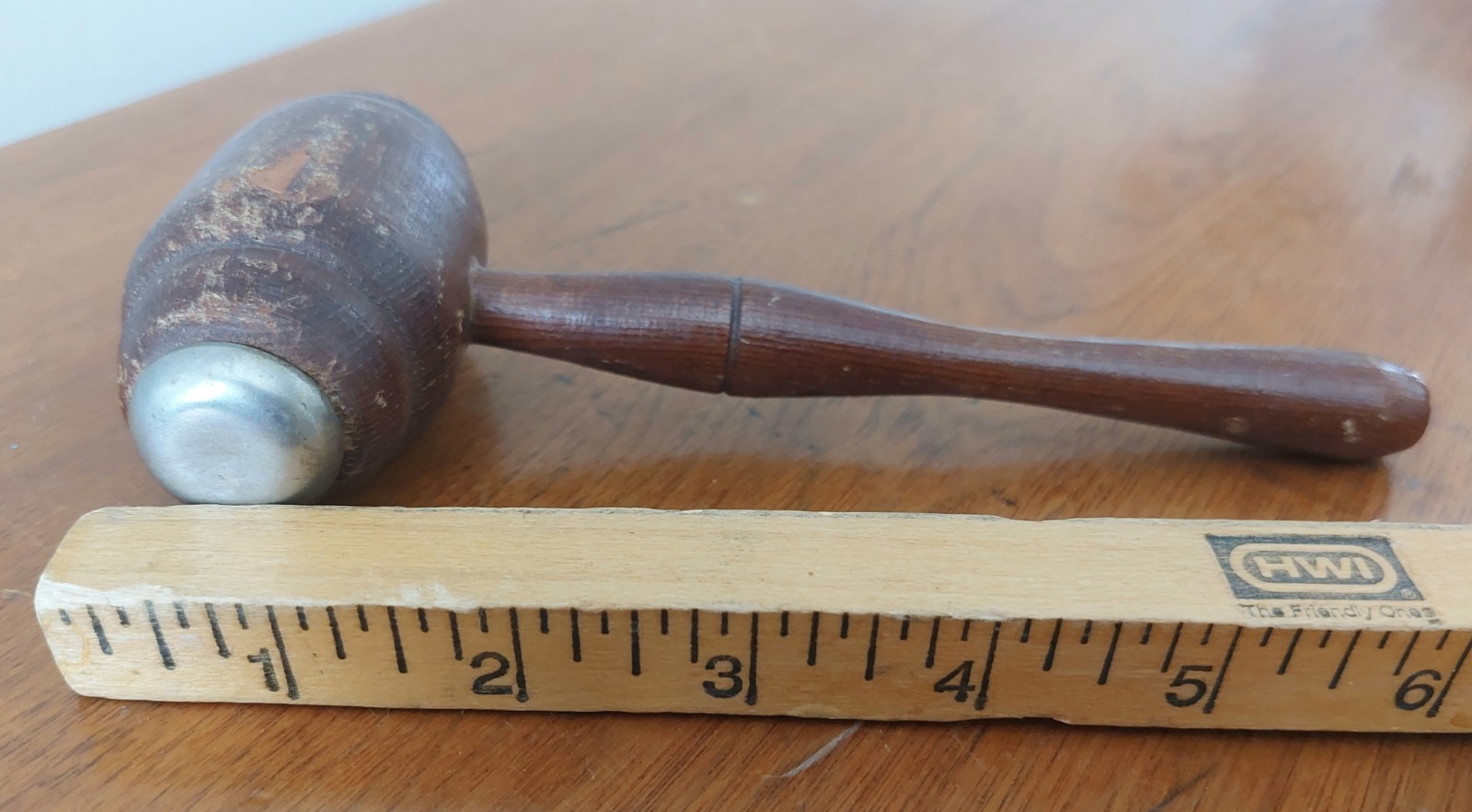 Antique Wooden Gavel Aluminum End Court Judge Auctioneer Vintage Patina