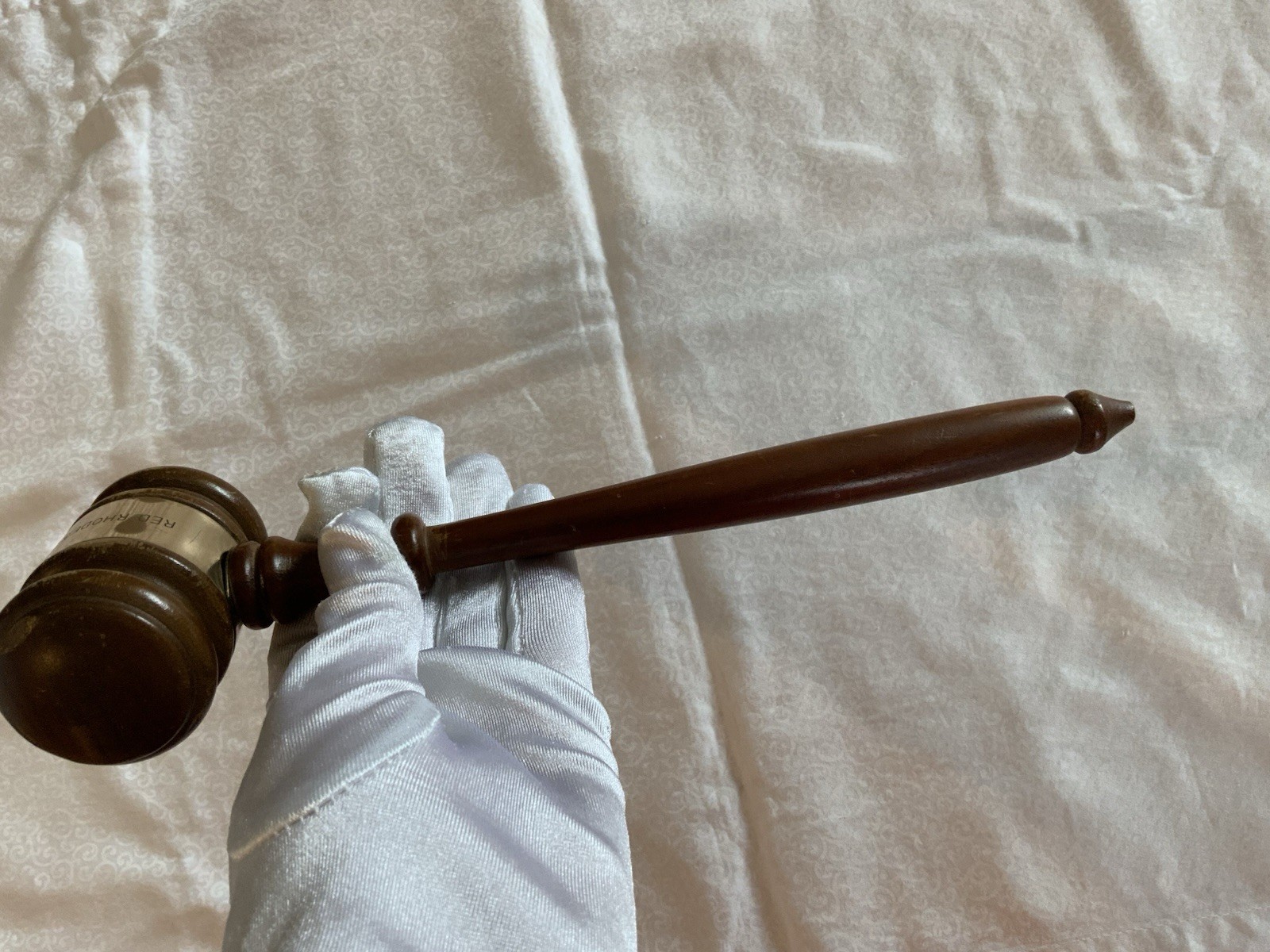 Vintage American Legion Wood Gavel Engraved Brass Band RED RHODE