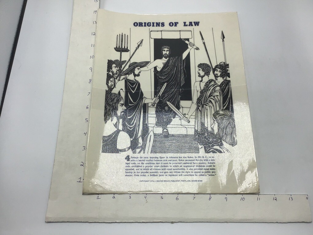 Original 1974 Poster: ORIGINS OF LAW – ATHENIAN SOLON – by J Weston Walch 11×14″