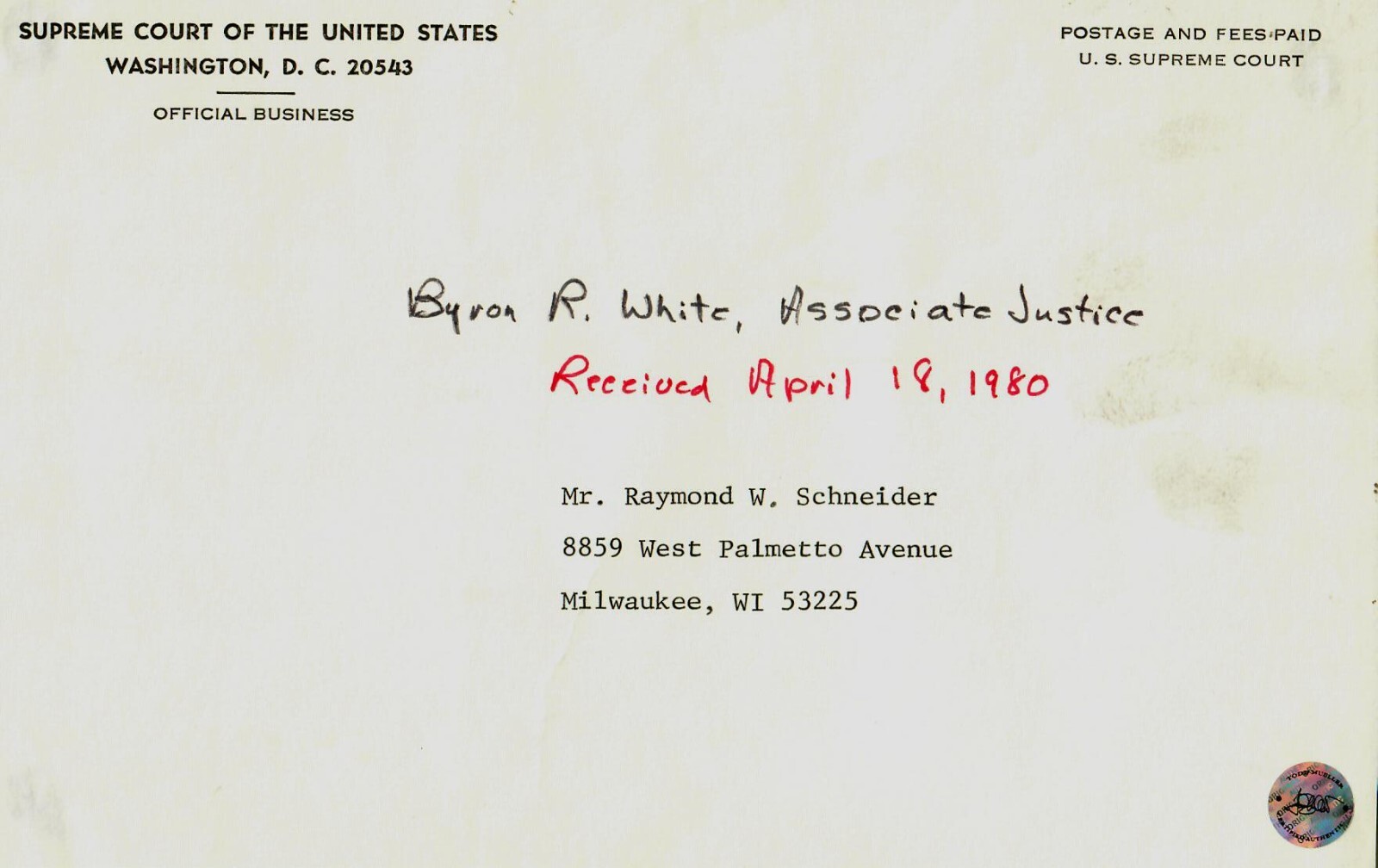 RARE! “Supreme Court Justice» Byron White Hand Signed Magazine Biography