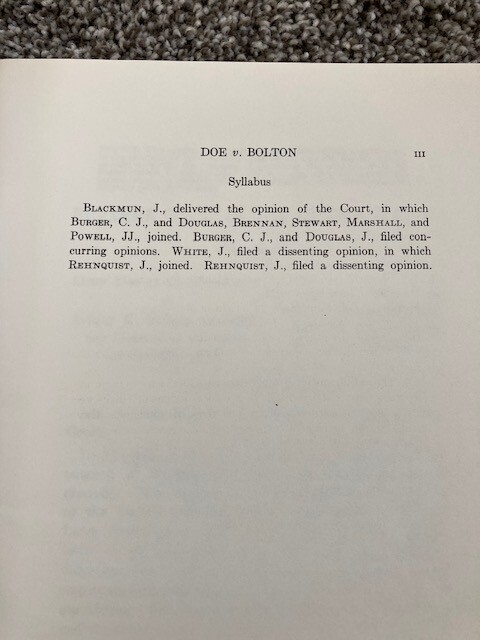 Original 1973 Landmark RARE Slip Opinion ROE v. WADE – Abortion US Supreme Court