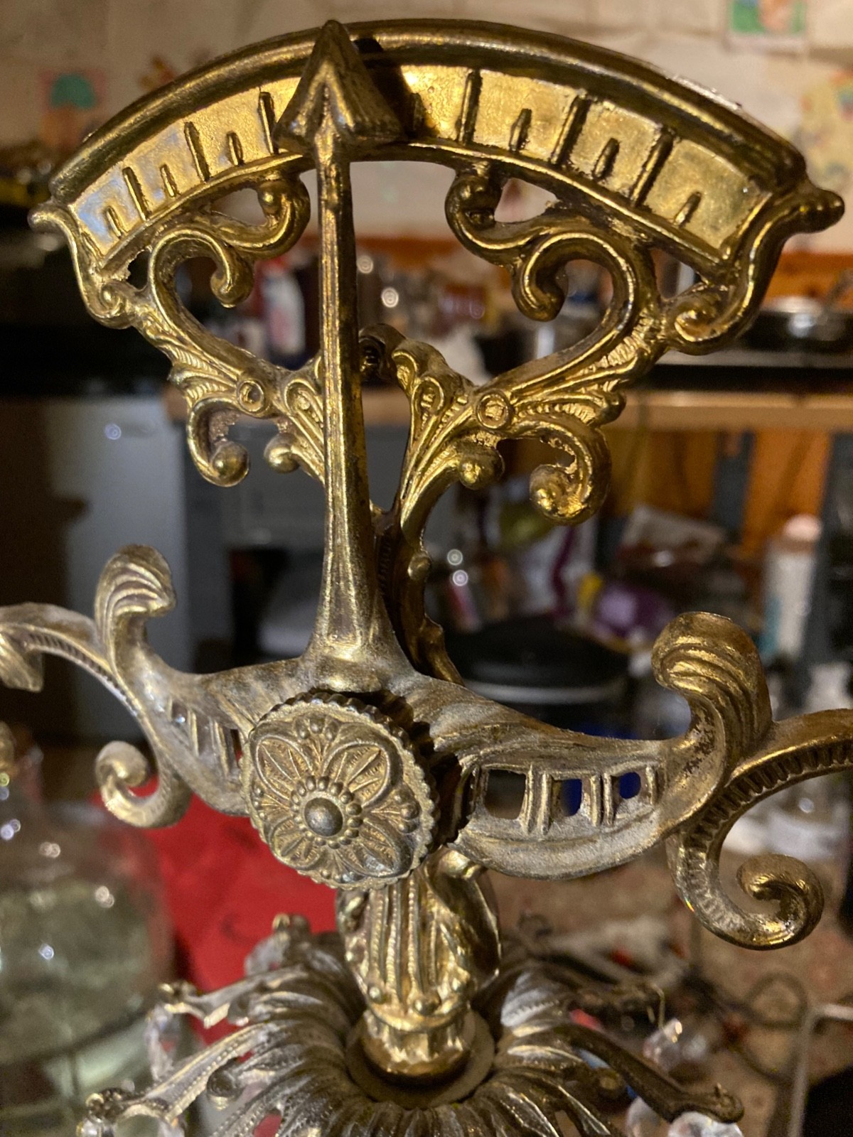 Scale Of Justice ANTIQUE L&L WMC GLASS CRYSTAL BRASS MARBLE 18.5” Tall