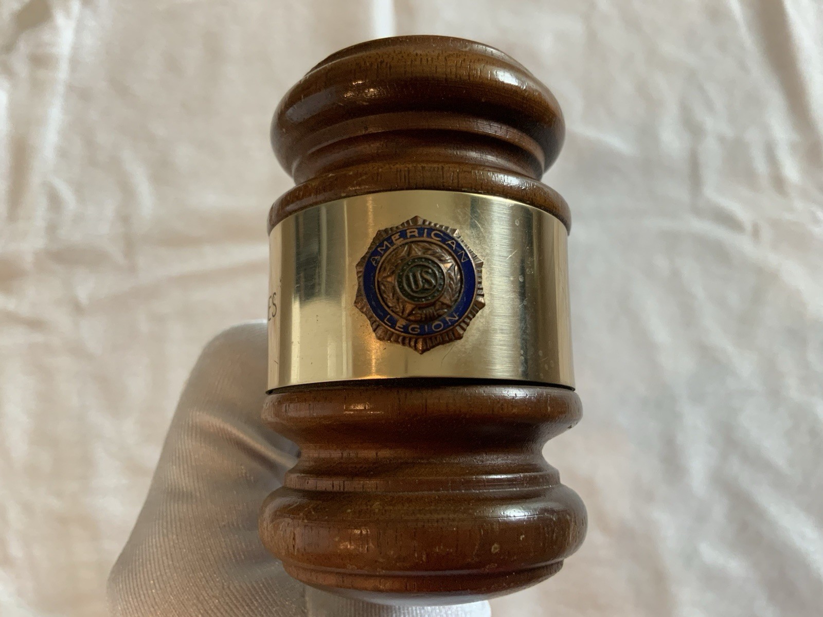 Vintage American Legion Wood Gavel Engraved Brass Band RED RHODE