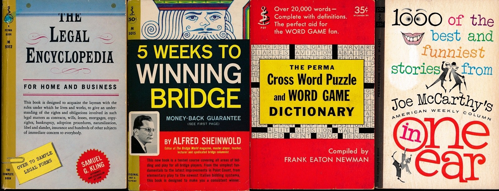 4 POCKET PERMA crosswords LEGAL ENCYCLOPEDIA 1960s vintage PAPERBACKS 128857