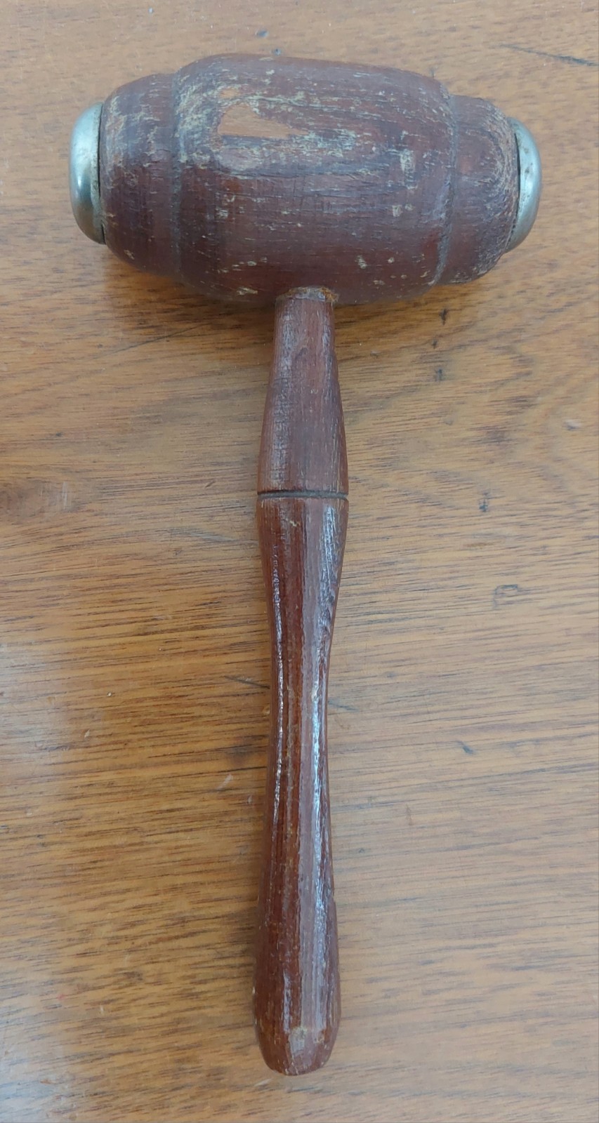 Antique Wooden Gavel Aluminum End Court Judge Auctioneer Vintage Patina