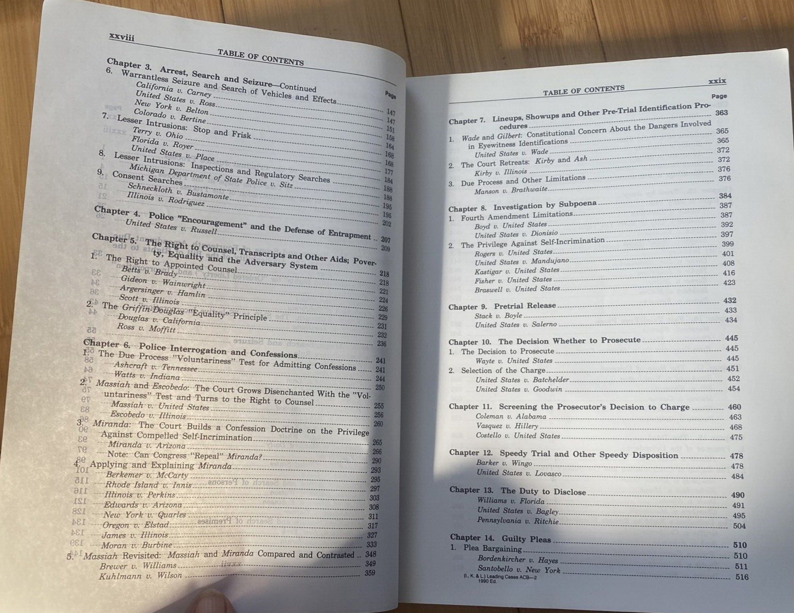 Criminal Procedure and the Constitution Israel Kamisar Lafave 1994 & 1990 Cases