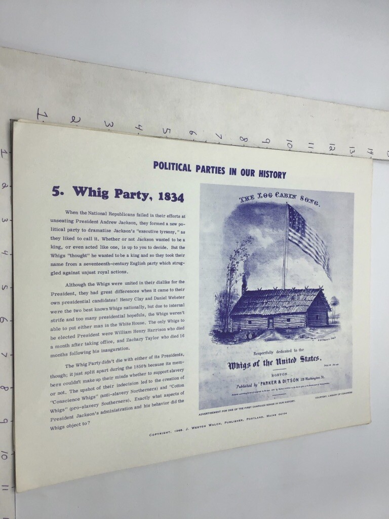 Original 1968 Poster: Political Parties in our History: WHIG PARTY, 1834