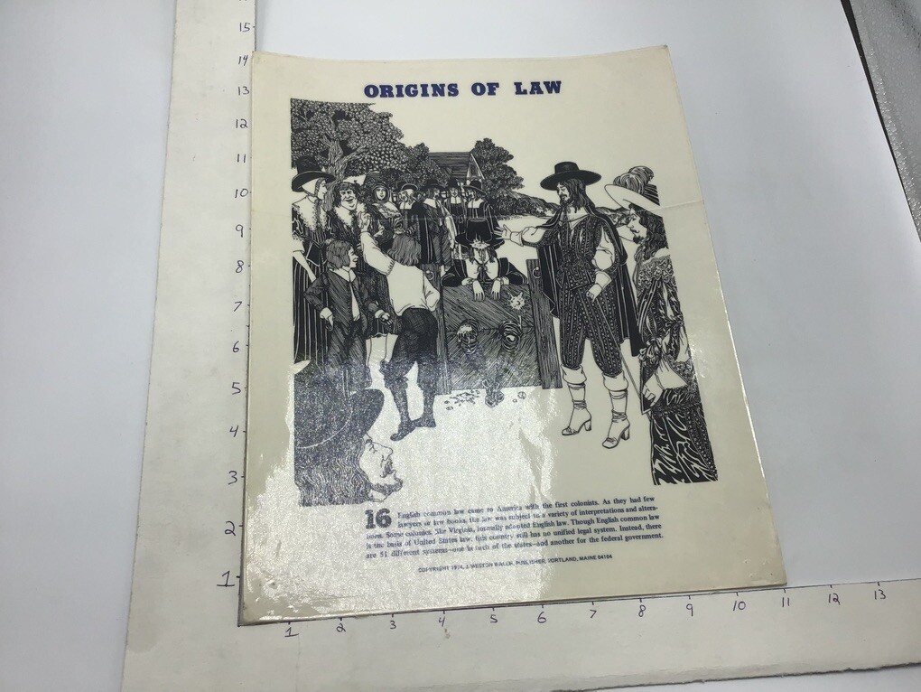 Original 1974 ORIGINS OF LAW Poster – AMERICA COLONISTS – J Weston Walch
