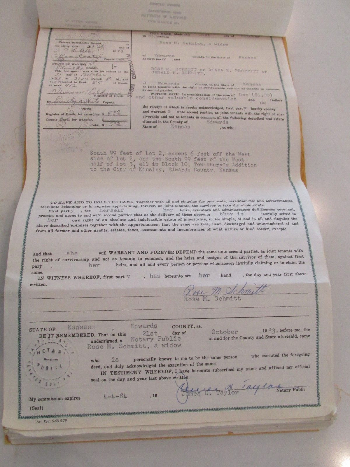ABSTRACT TITLE FOR LAND IN KINSLEY FROM 1879 to 1983