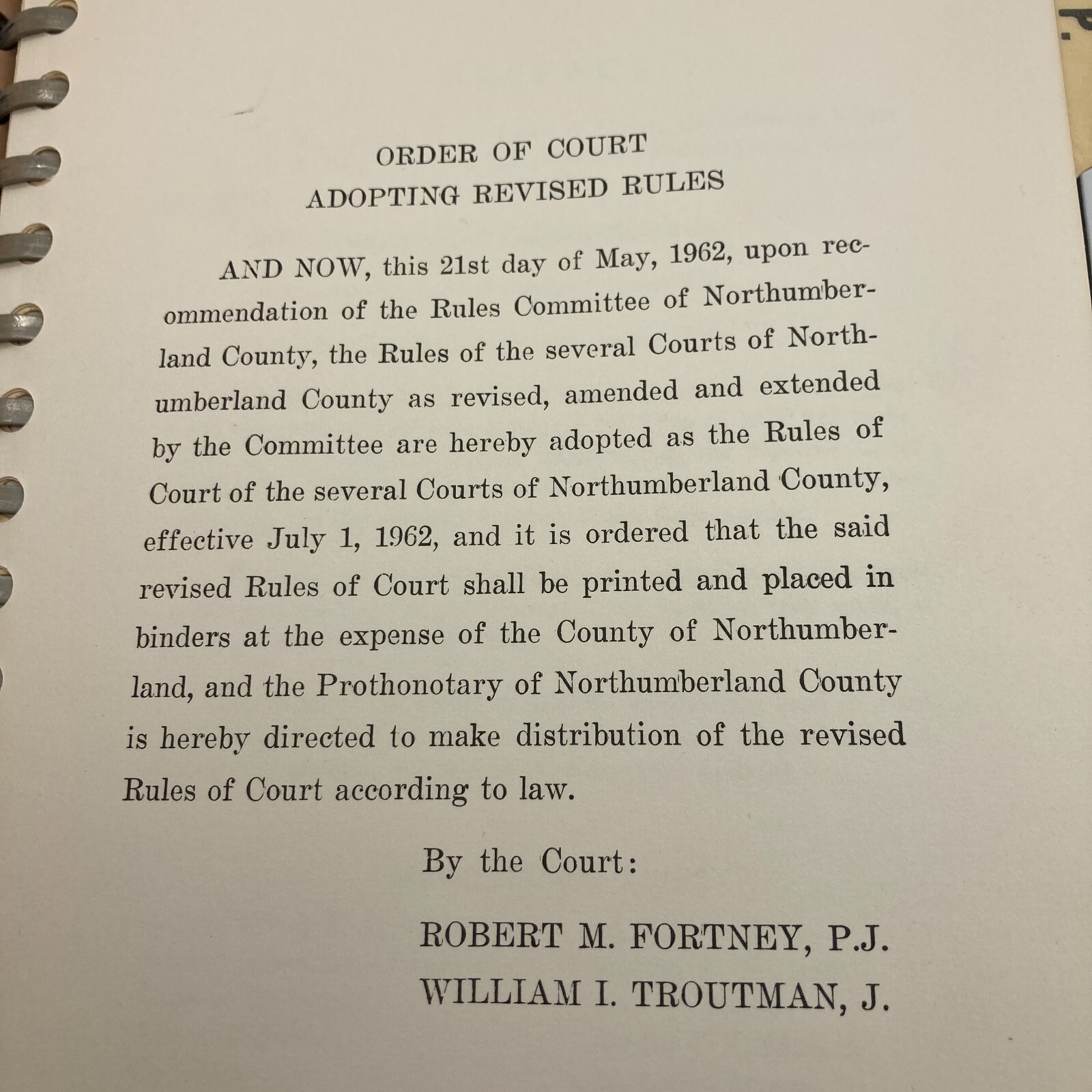 Rules Of Court Northumberland County Pennsylvania 1962 PA Law Book Orphans +More