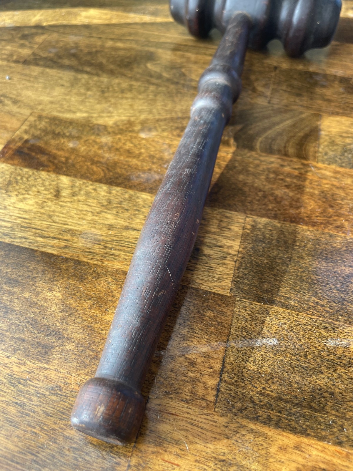 Antique 19th Century Solid Wood Gavel – Large, Hand-Turned
