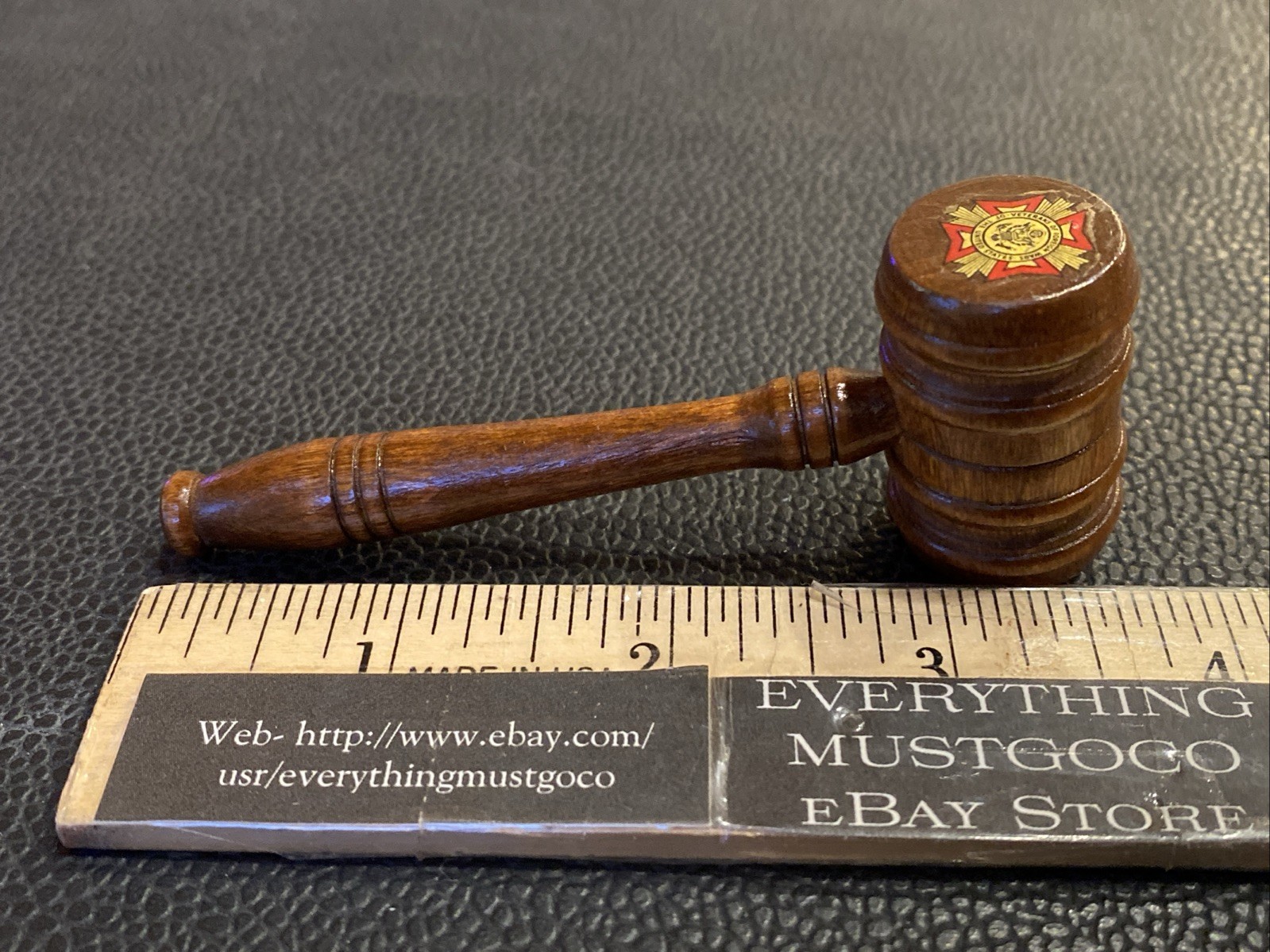 VTG 1960s VFW LOGO MINI TURNED WOOD GAVEL JUDGE’S GAVEL VETERANS OF FOREIGN WARS