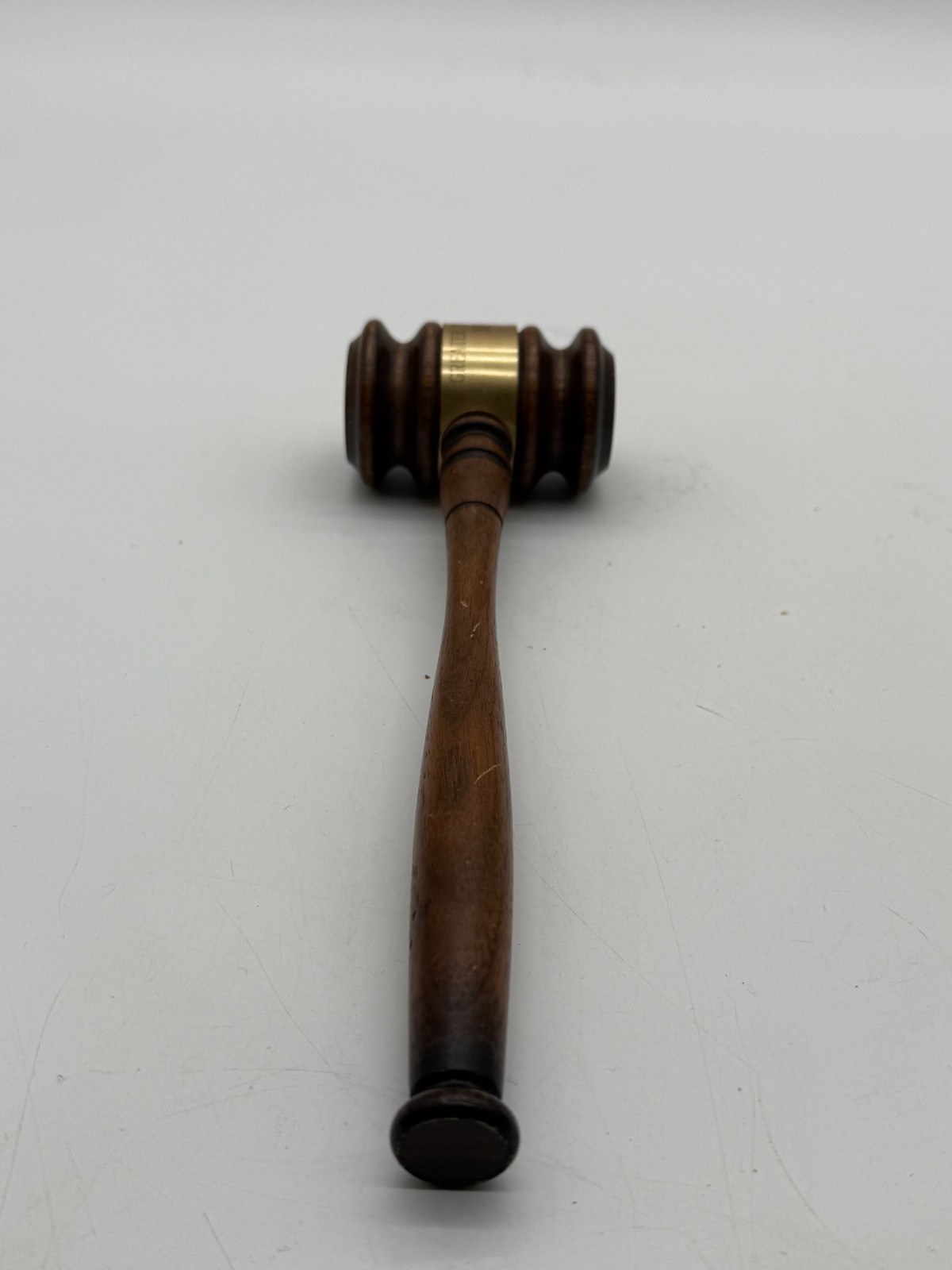 Vintage Wood Presentation Gavel Brass Band Worcester Board of Realtors 1992