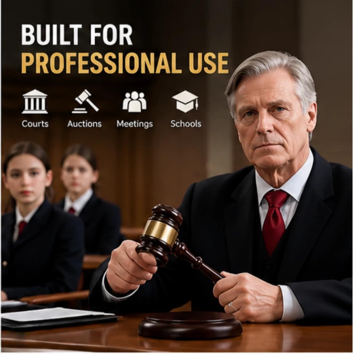 Wooden Gavel and Sound Block Set Wine Red Judge Law Court Auction Gift