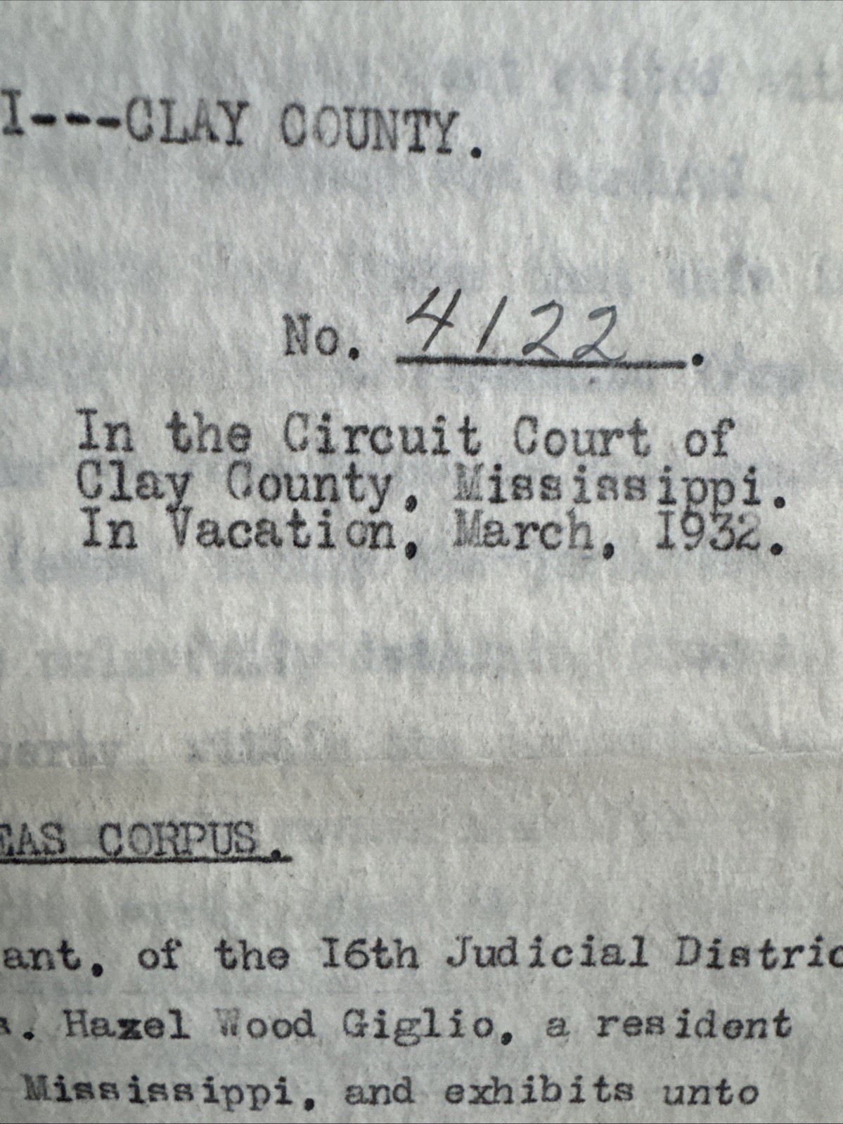 1932 Mississippi Habeas Corpus | Mother Seeks Children After Violent Assault