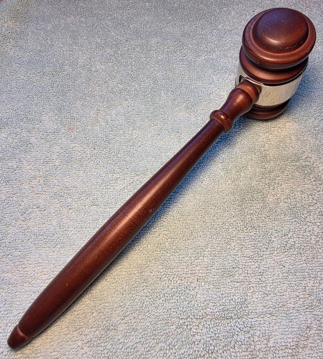 Vtg 1977 Lynwood CA Police Peace Officers Assoc Presentation Gavel, Wood, 10.25″
