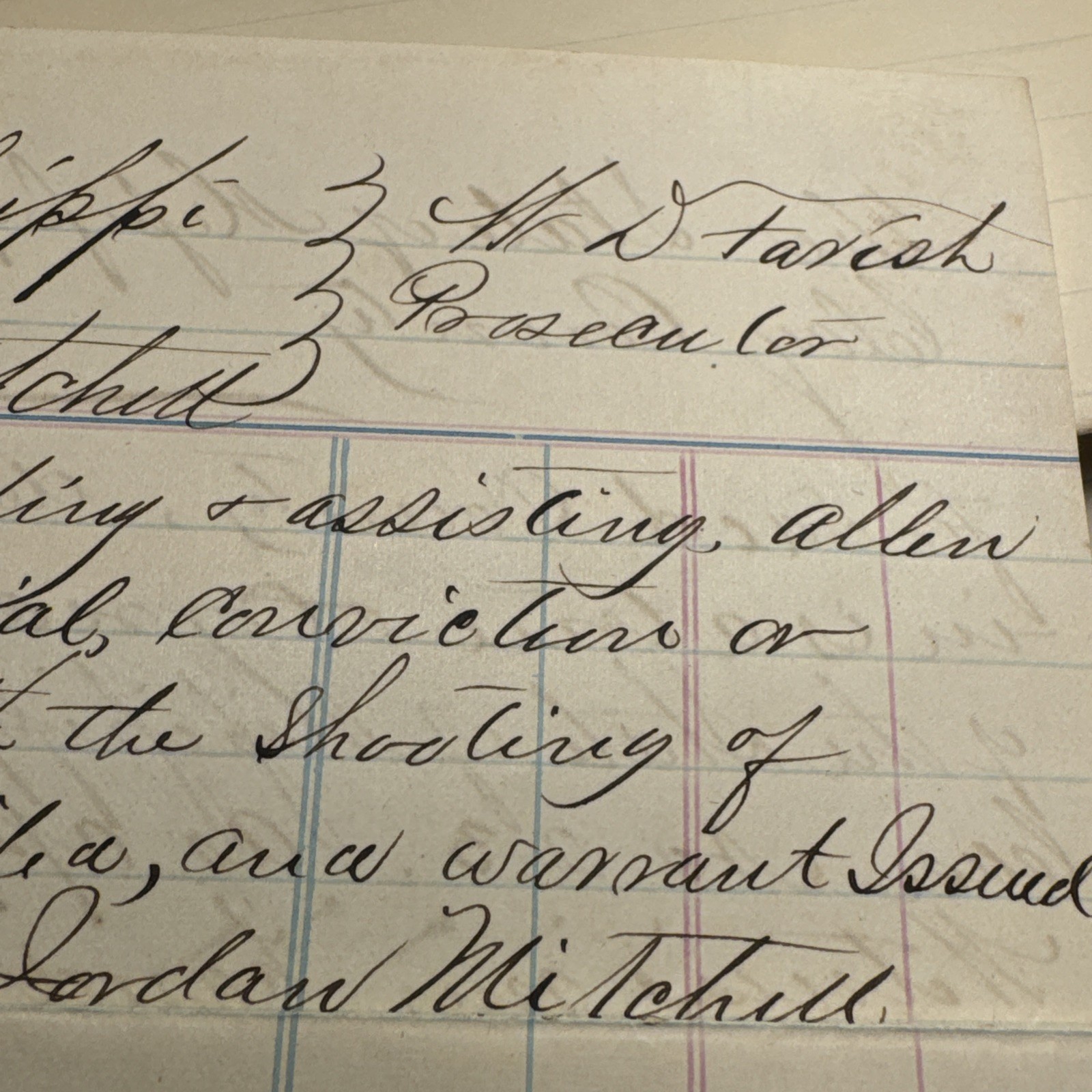 1876 Mississippi Original Case Document Aiding a Fugitive After Officer Shooting