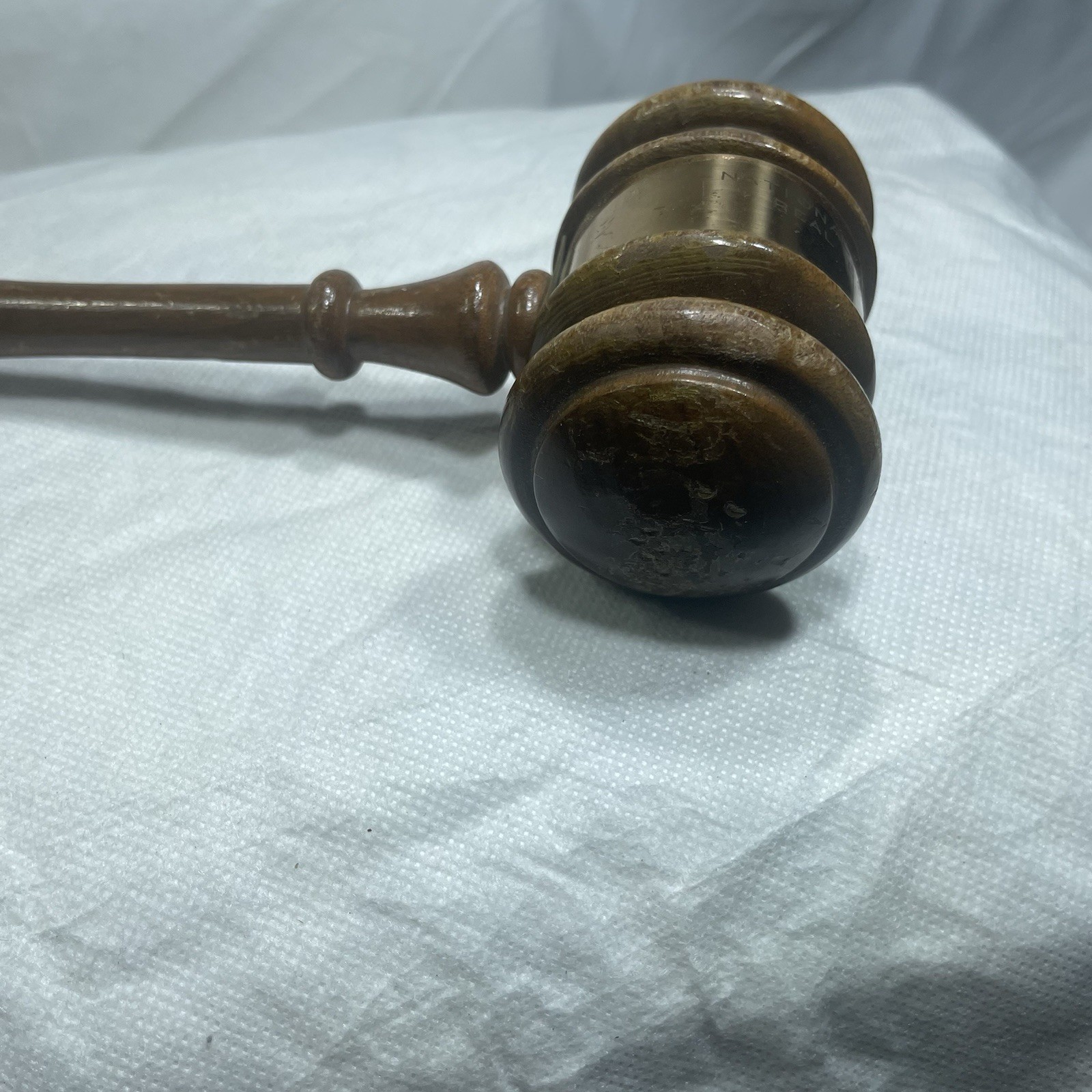 Rare Wood Gavel National Real Estate Board 1968 Brass 1.75″ Diameter 10″ Long