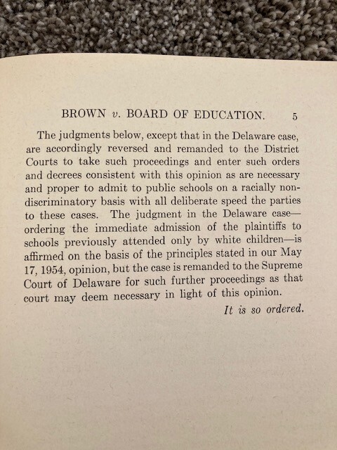 V. Rare BROWN v BOARD OF EDUCATION Original Issue Supreme Court Opinions Pt 1&2