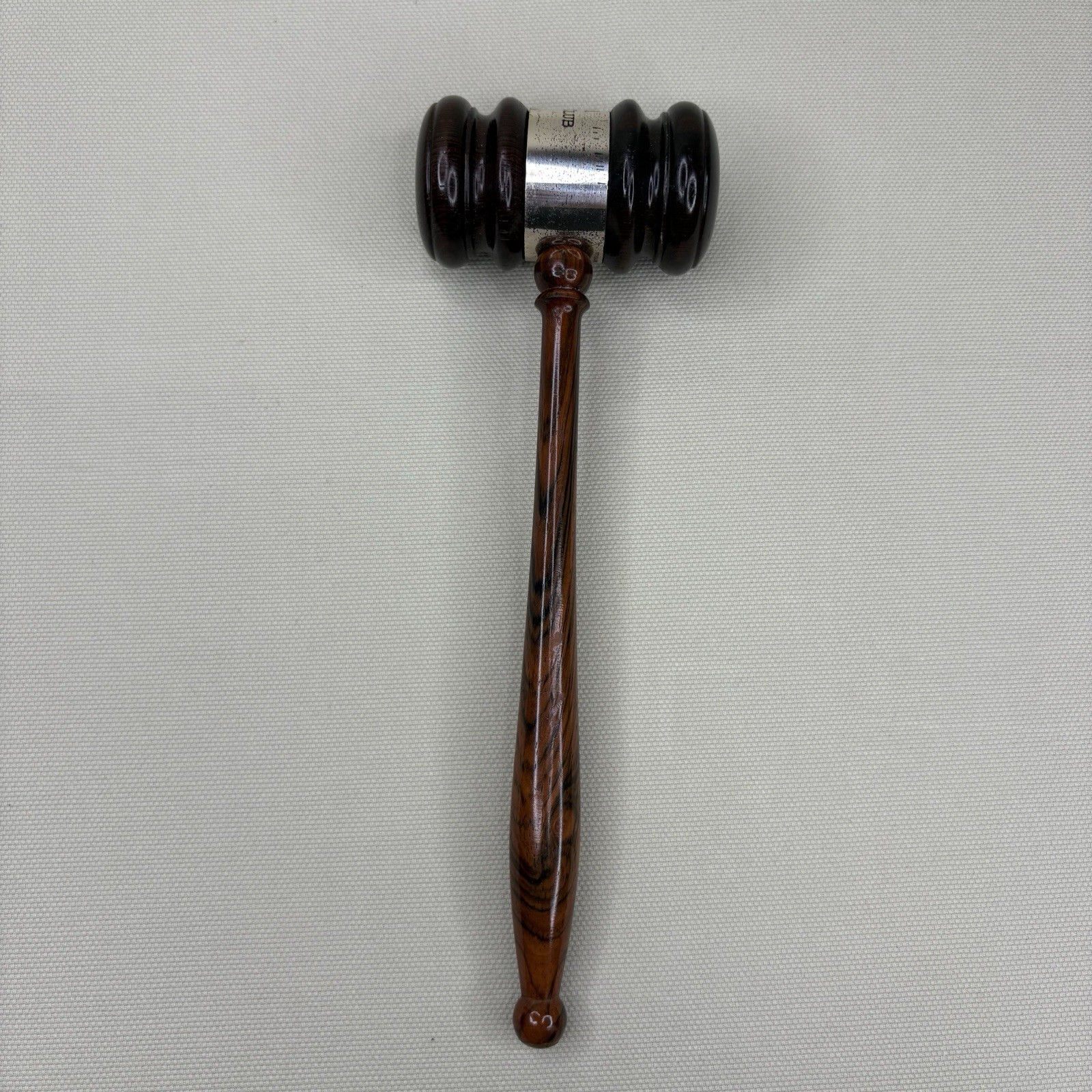 Vtg 1958 10 Inch Solid Rosewood Gavel w/ Sterling Silver Band • WSB 25 Year Club