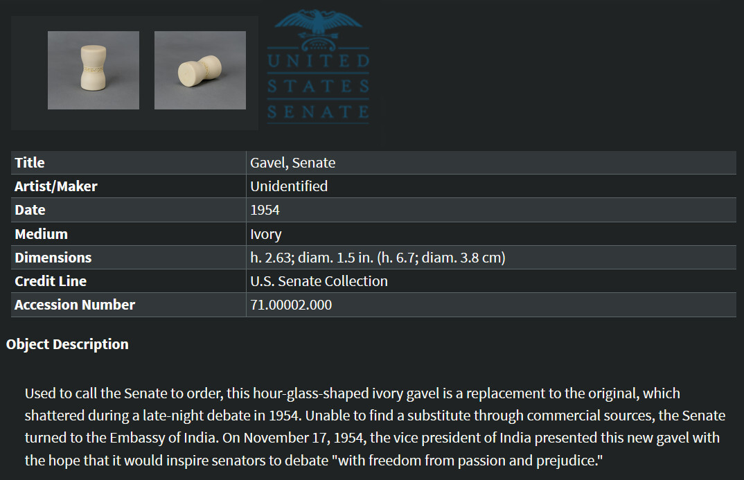 United States Senate gavel – heavy hand-shaped replica – exact size and weight