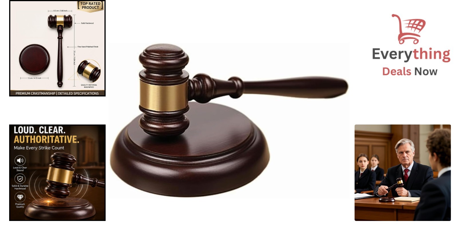 Wooden Gavel and Sound Block Set Wine Red Judge Law Court Auction Gift