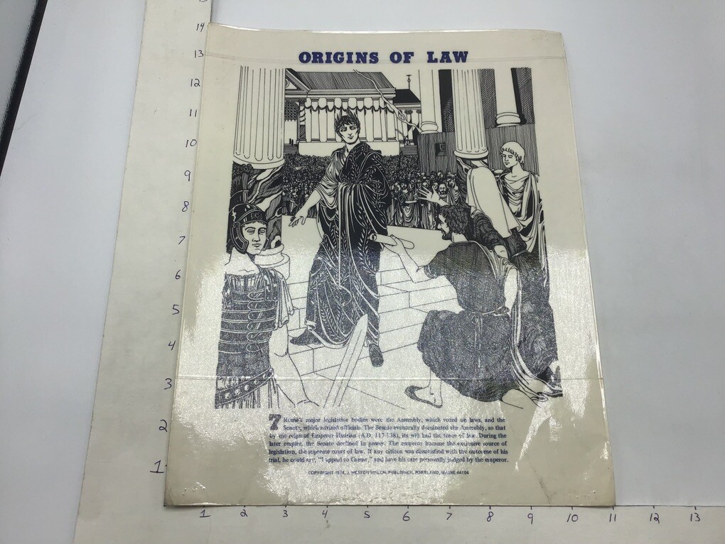 Original 1974 ORIGINS OF LAW Poster – ROME -HADRIAN – J Weston Walch 11 x 14″