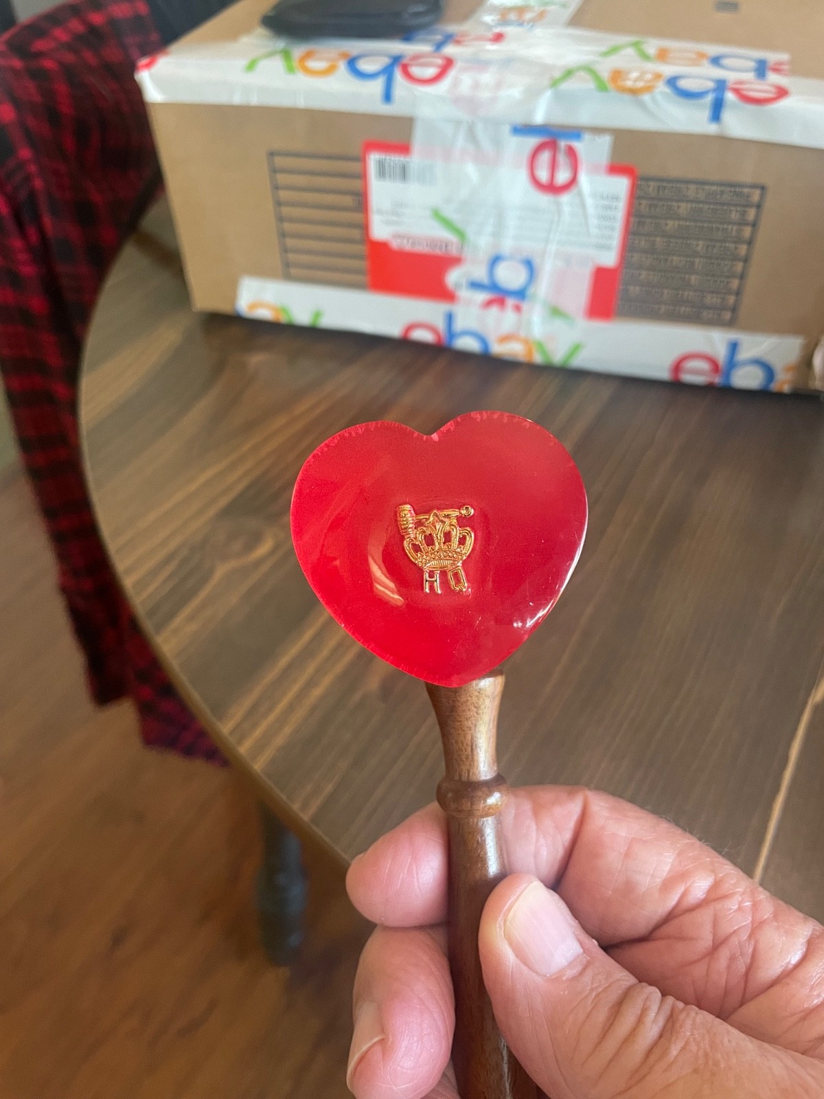 Vintage Wooden Gavel Wood – heart shaped heads – engraved with a baby’s passing