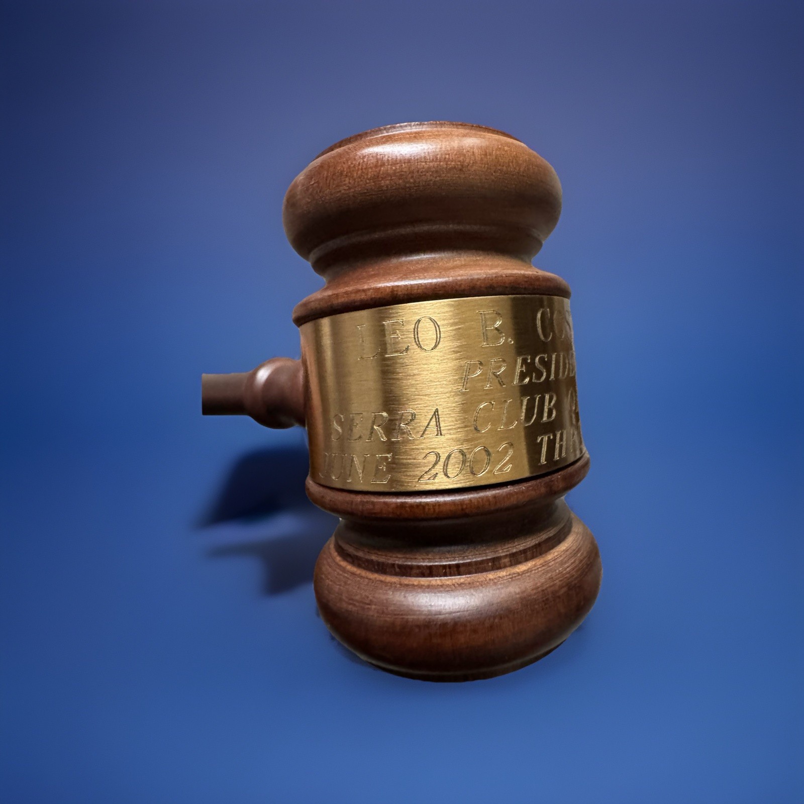 Vintage Wooden Gavel Brass Plaque Sierra Club Seattle President 2002–2005