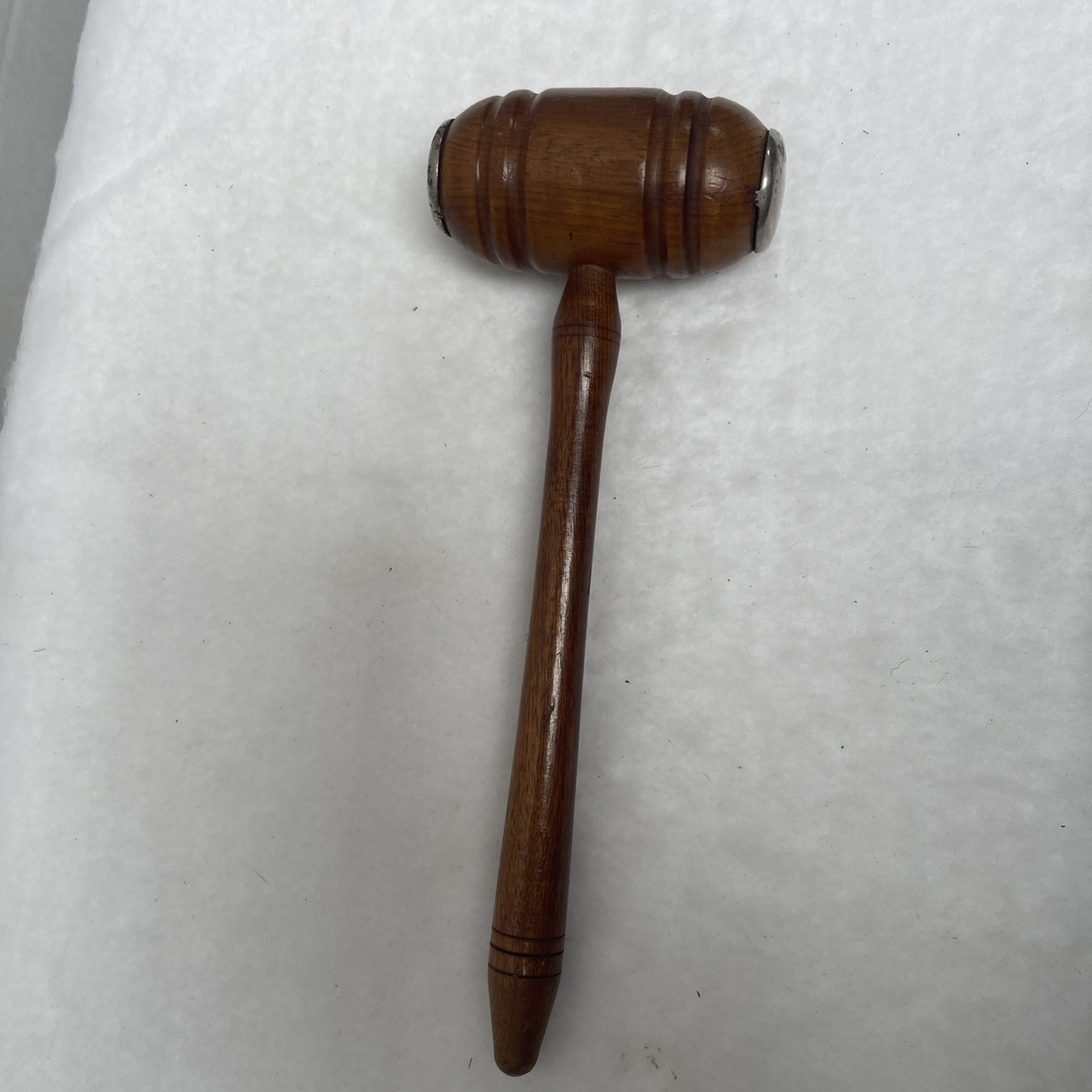 Vintage Judge/Auctioneer Gavel With Metal Strike Plates