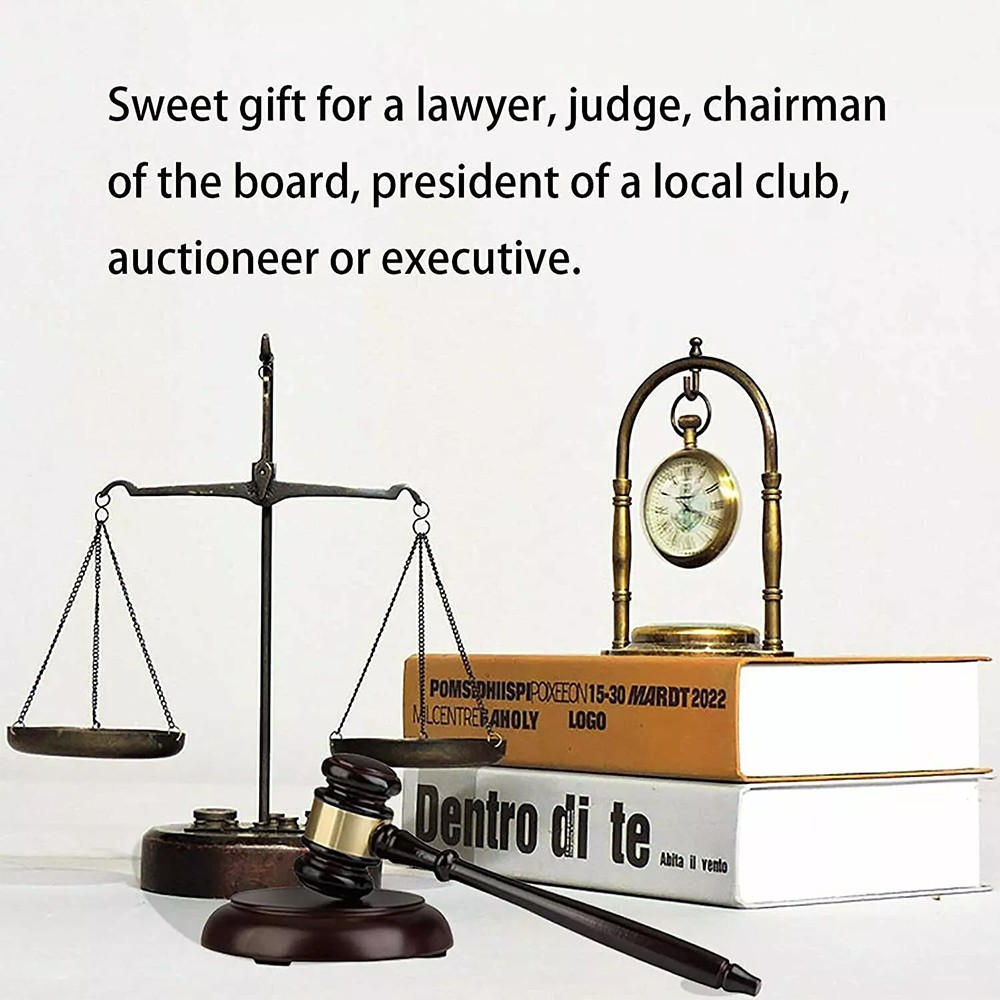 Wooden Handcrafted Gavel Hammer + Sound Block for Judge Lawyer Auction Sale