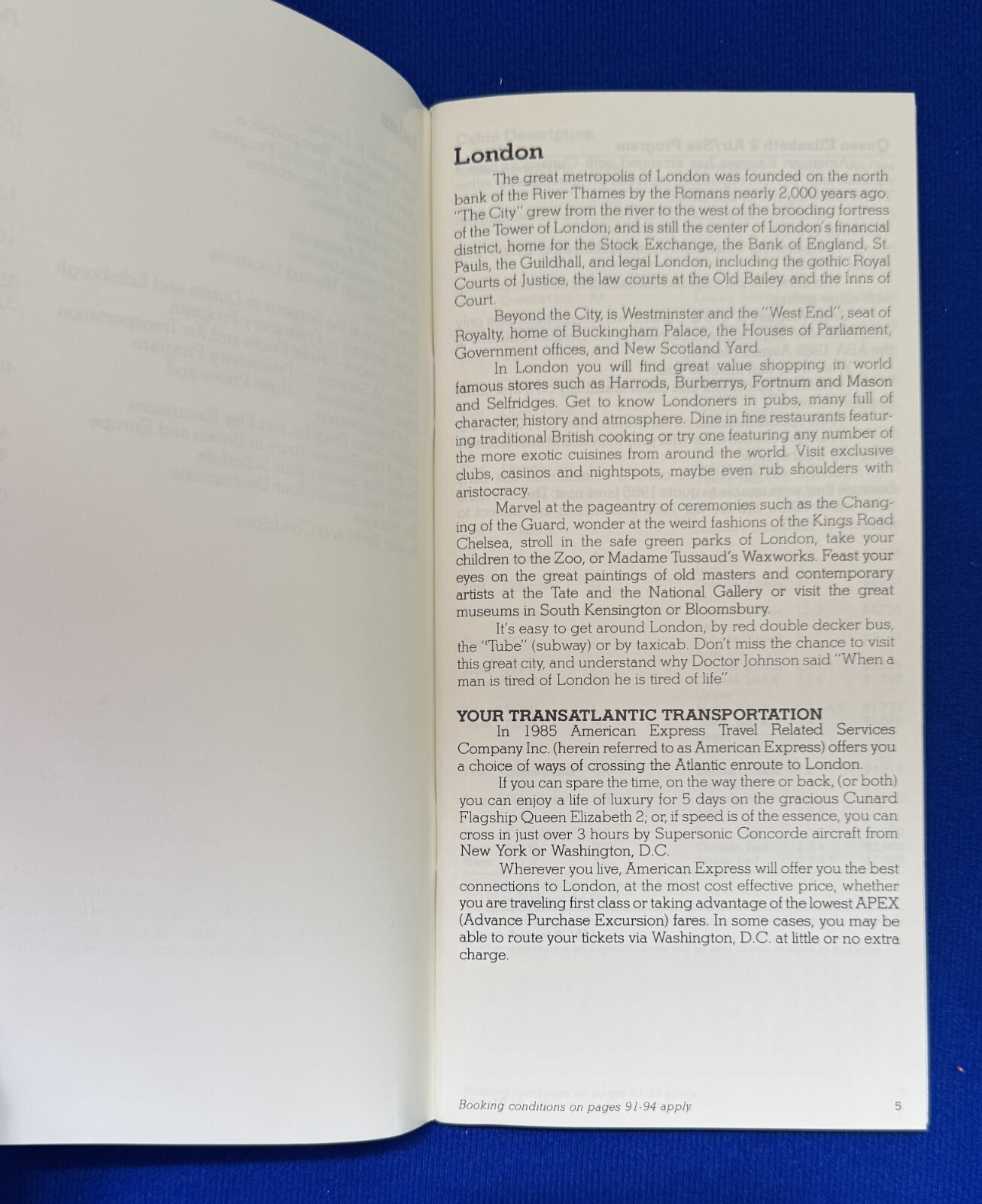Vintage 1985 London Sessions of American Bar Association Booklet British Airways