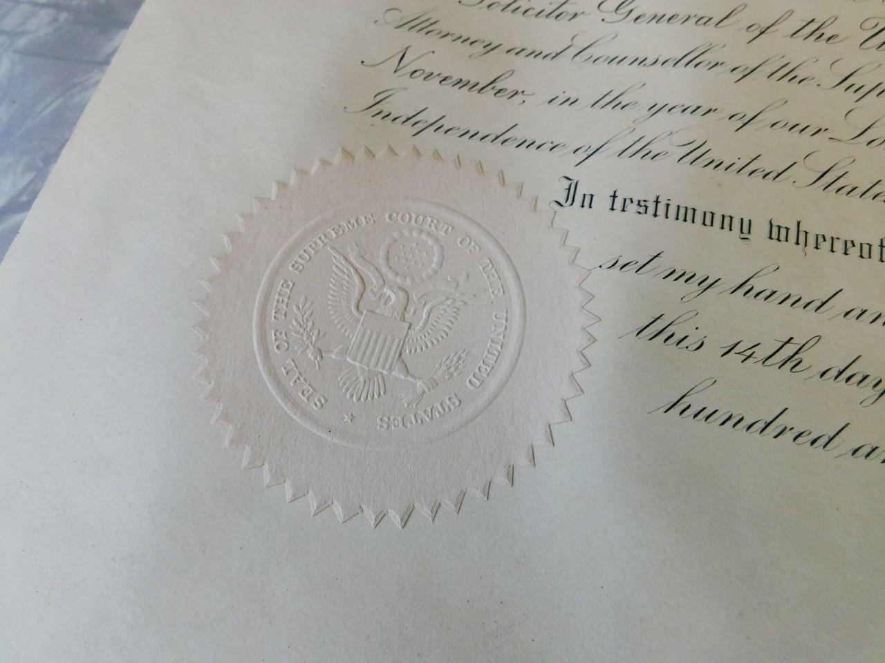 1966 Bar Admission Certificate to Supreme Court of The United States America USA