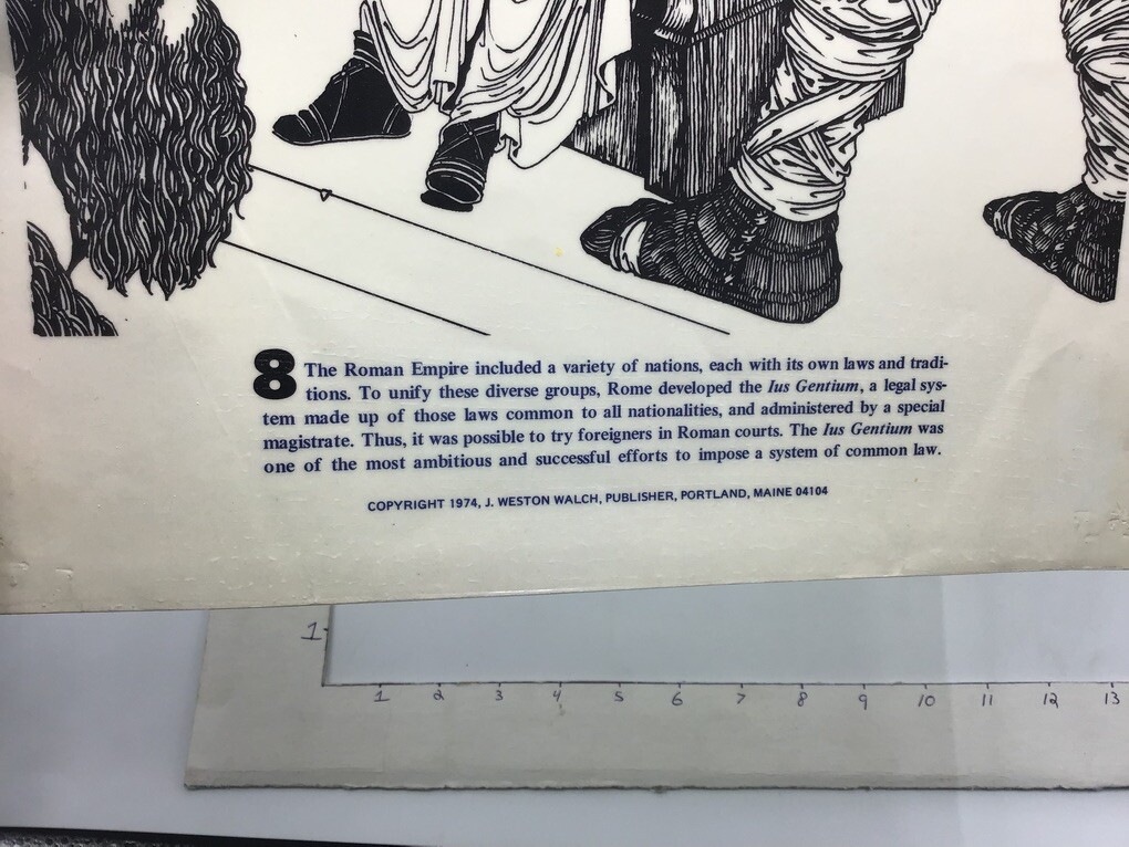 Original 1974 ORIGINS OF LAW Poster – ROME -IUS GENTIUM- J Weston Walch 11 x 14″