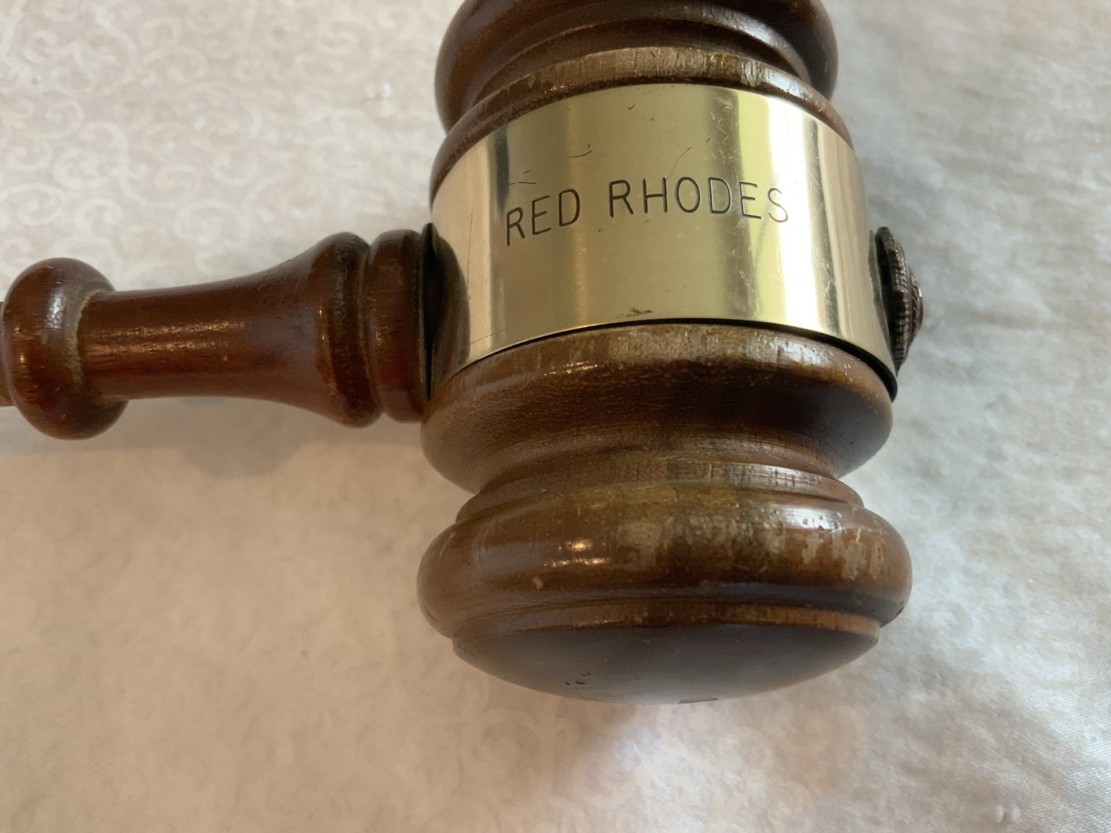 Vintage American Legion Wood Gavel Engraved Brass Band RED RHODE