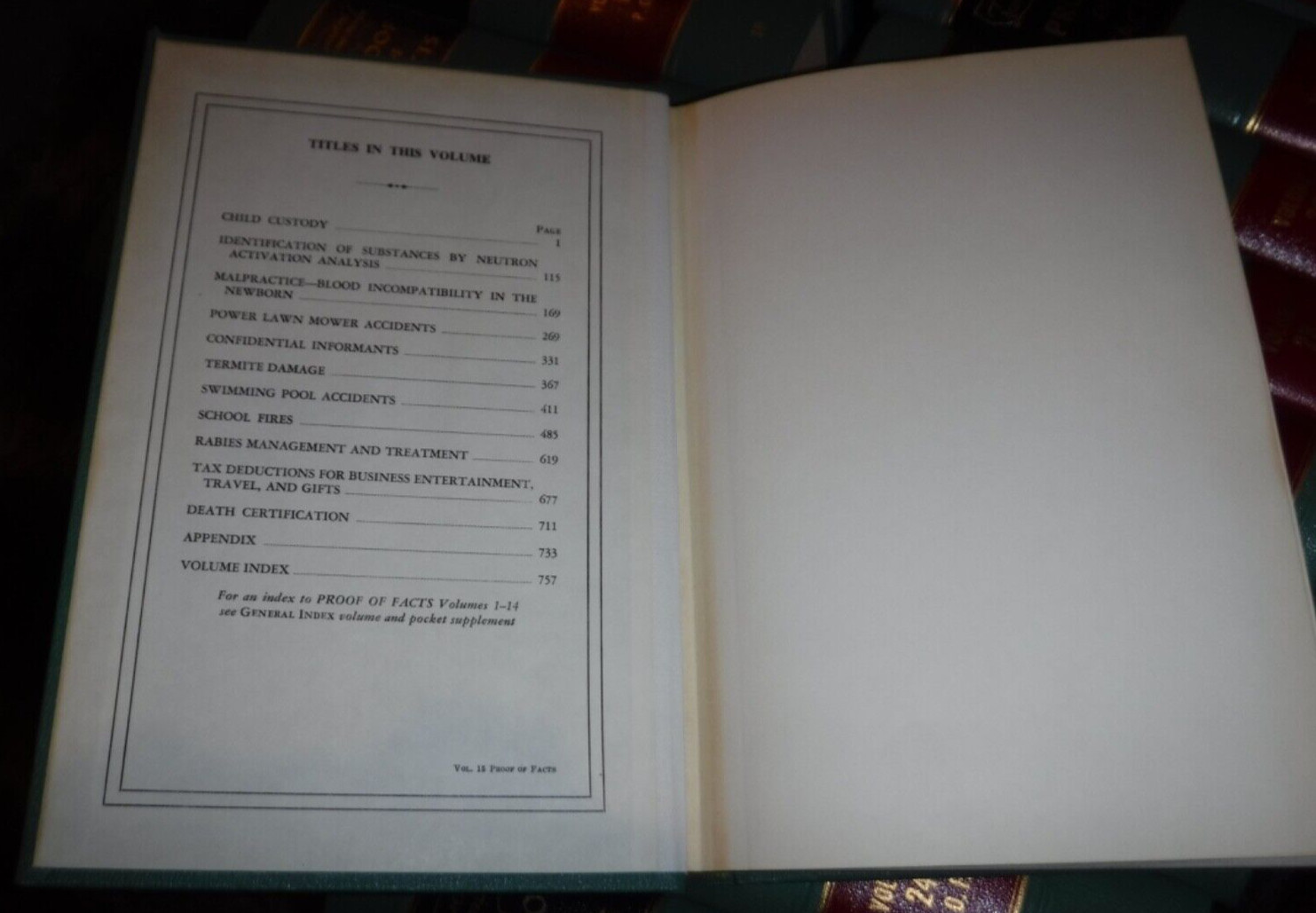 AMERICAN JURISPRUDENCE PROOF OF FACTS VOL 12 – 30 & INDEX : 20 LAW BOOKS
