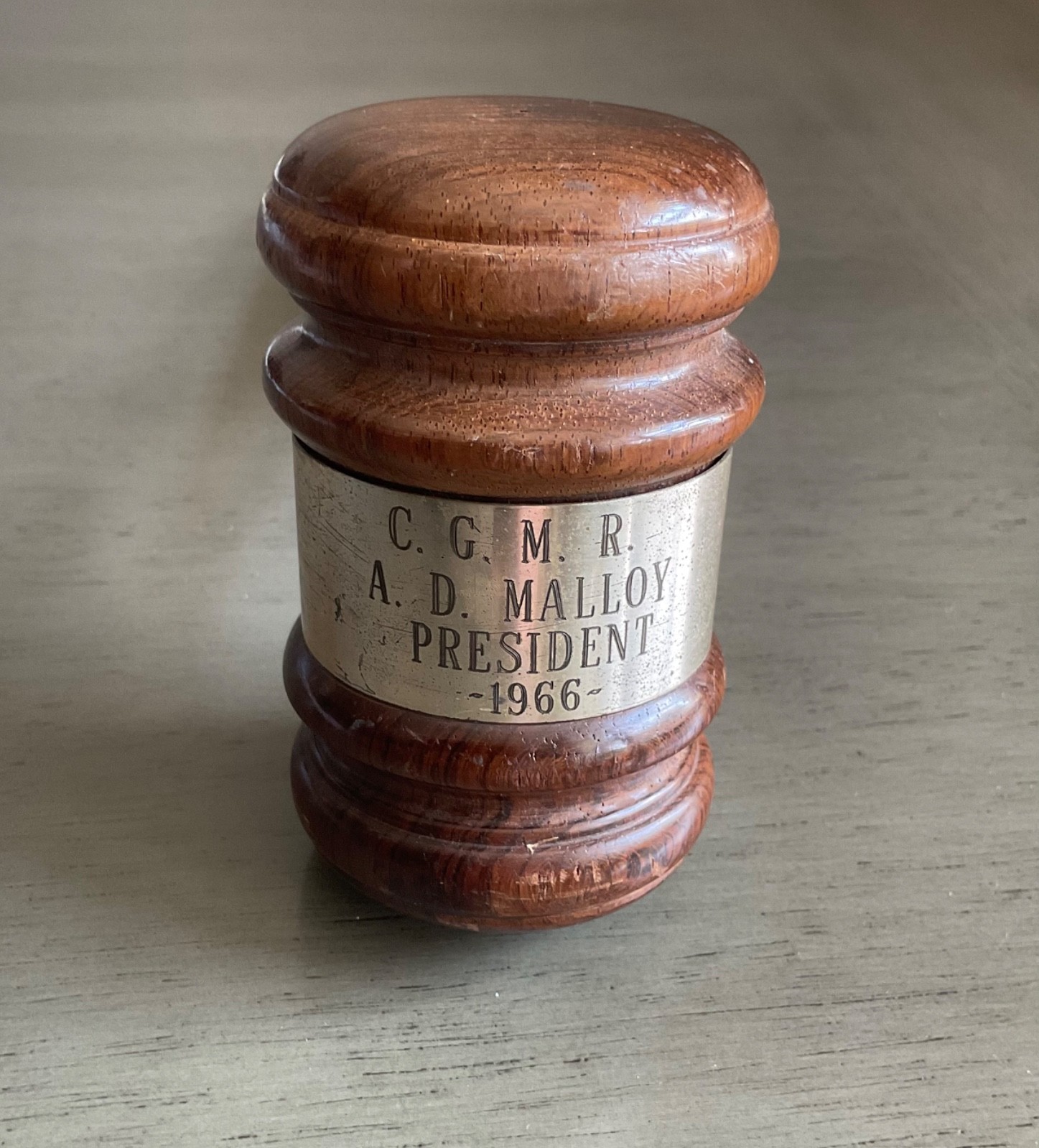 Vintage Wooden Gavel 10 3/4” Long w metal band