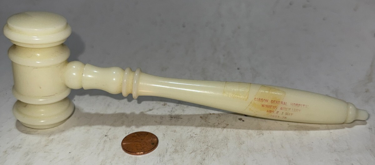 Vintage 1973-75 Gibson General Hospital Judge Gavel White Plastic 7.5″ Long